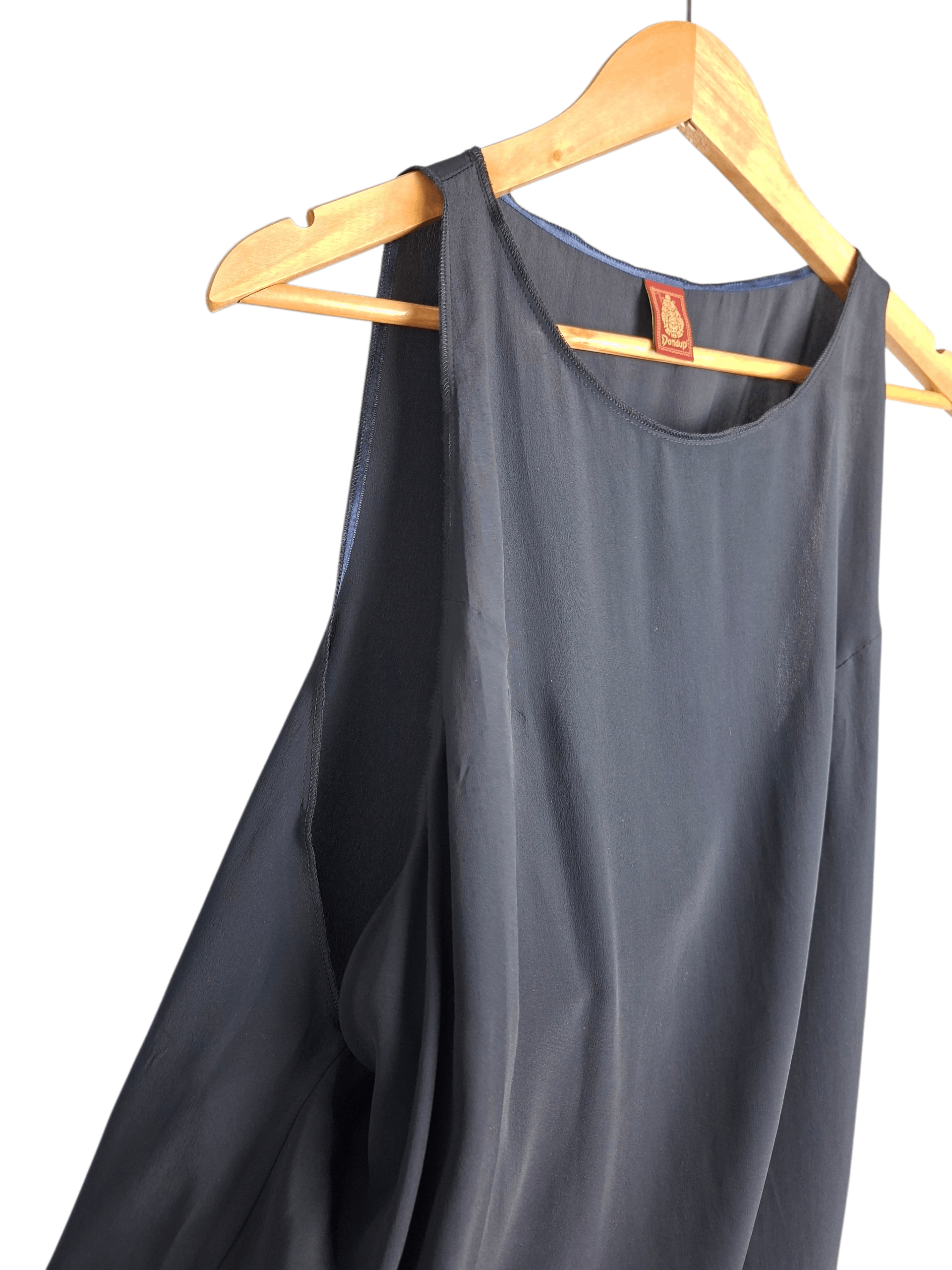 Dondup Dondup Italy Navy Silk Blend Tank Top | Minimalist Size S / US 4 / IT 40 - 2 Thumbnail