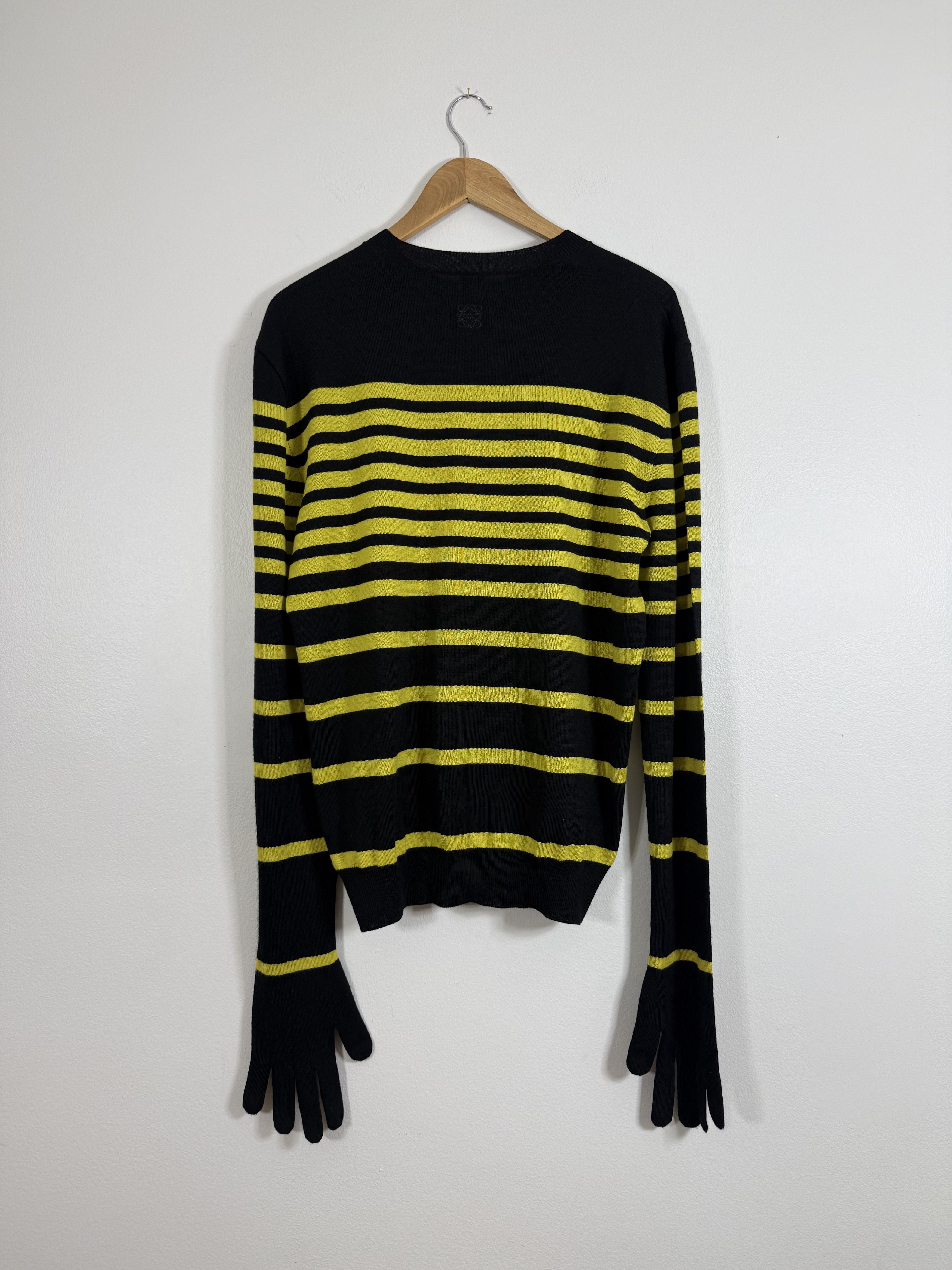 Loewe SS23 Black/Yellow Striped Gloved Sweater Size XL / US 12-14 / IT 48-50 - 3 Thumbnail
