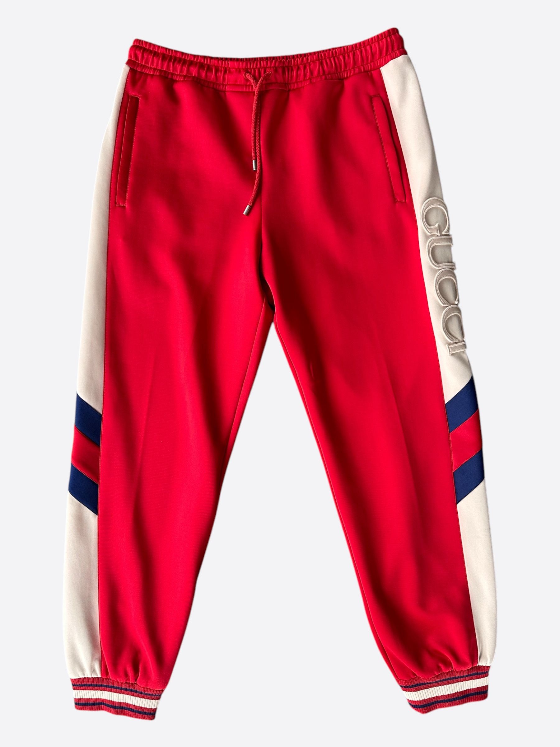 Gucci Gucci Red & White Striped Logo Trackpants Size US 36 / EU 52 - 1 Thumbnail
