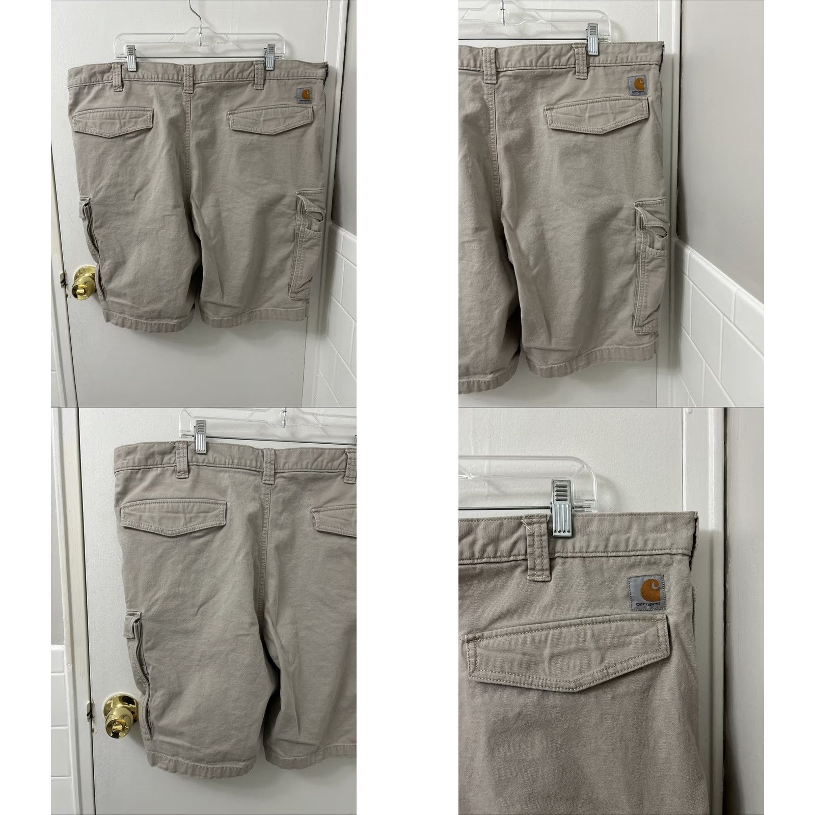 Carhartt VINTAGE Carhartt Cargo Shorts Mens 44 Beige Relaxed Fit 11” Canvas Cotton Blend Pocket Logo Belt Loops Casual Workwear Mens Size US 44 / EU 60 - 8 Thumbnail