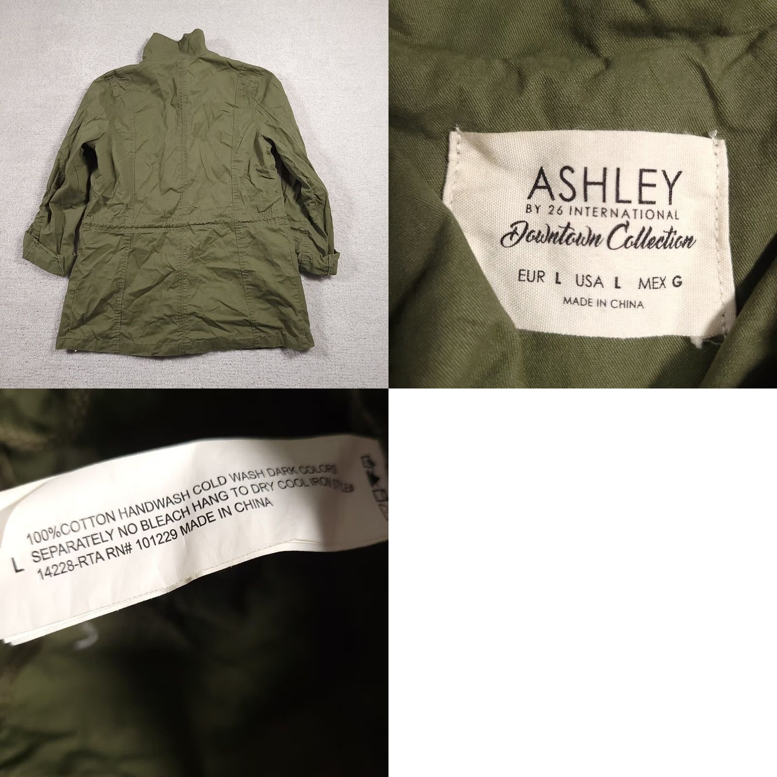 Vintage Ashley by 26 International Downtown Collection Army Jacket Green Women's L Pearl Jacket Size L / US 10 / IT 46 - 9 Thumbnail