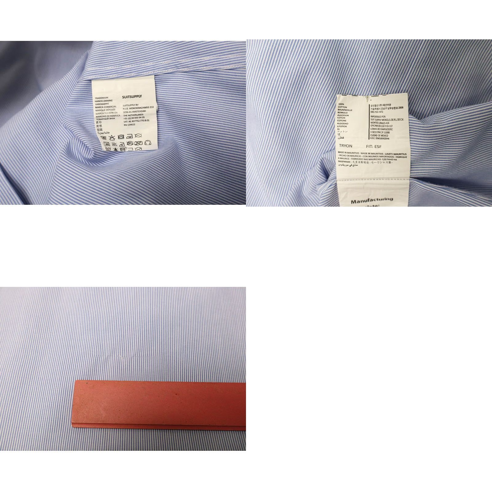 Suitsupply Suitsupply Dress Shirt Men Extra Slim Pinstripe Blue 40/15 3/4 Dress Shirt Size 40R - 8 Thumbnail