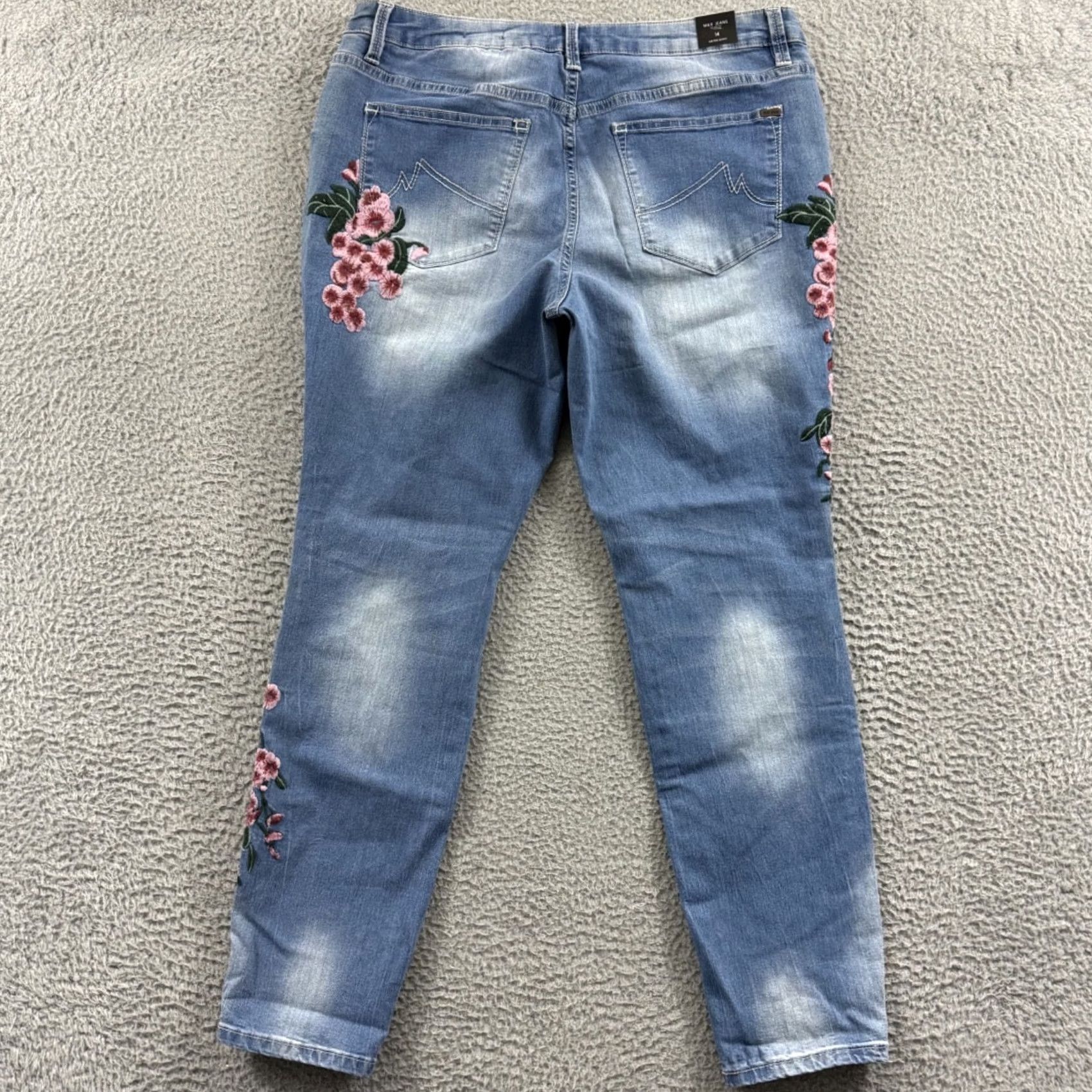 Denime Max Jeans Womens 14 Blue Mid Rise Skinny Denim Floral Embroidered Outdoor NWT Size 36" / US 14 / IT 50 - 7 Thumbnail
