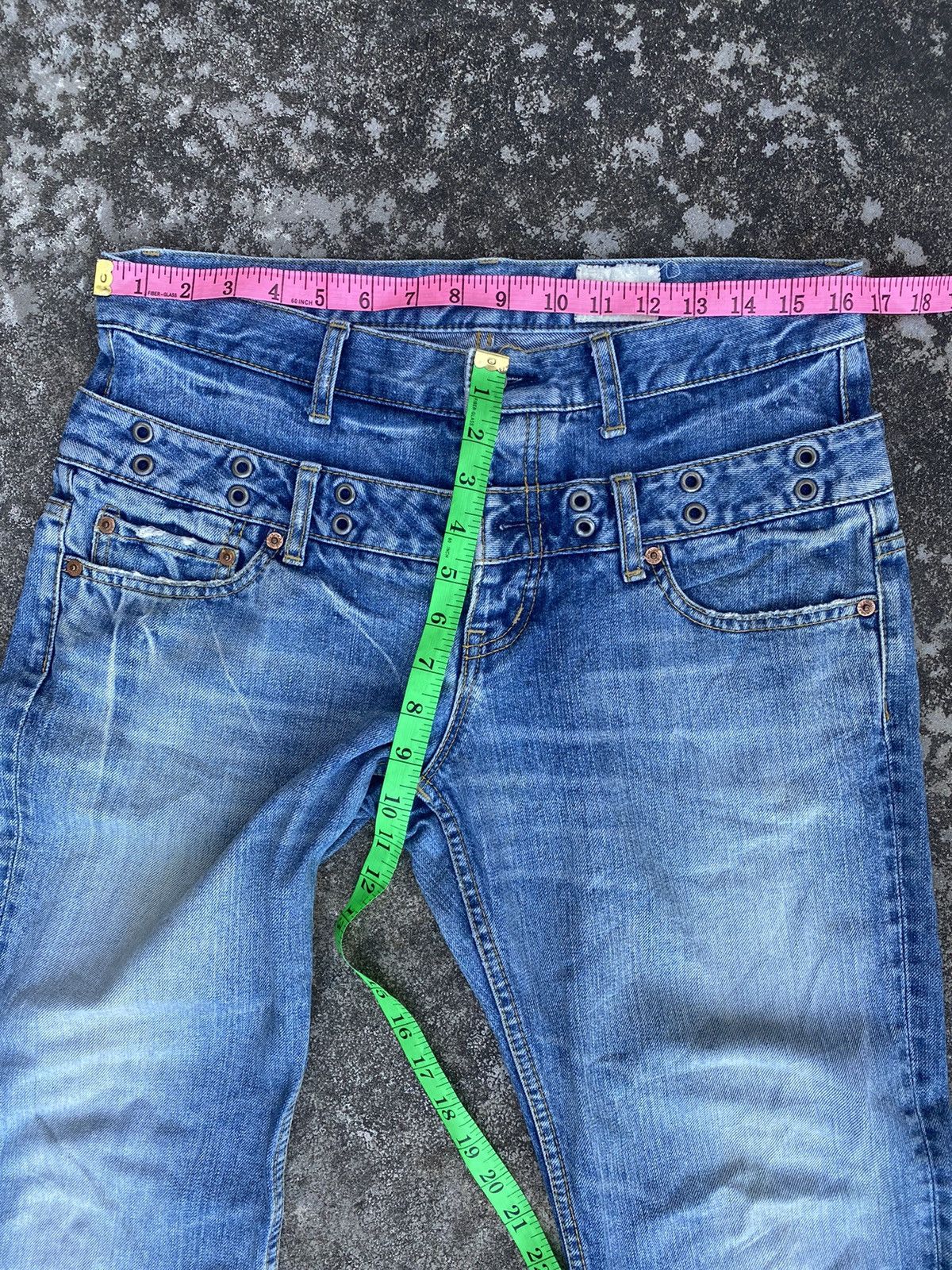 Japanese Brand Sick Crazy 🔥 Vintage Y2K Ant gauge Double Waisted Jeans Size US 33 - 16 Thumbnail