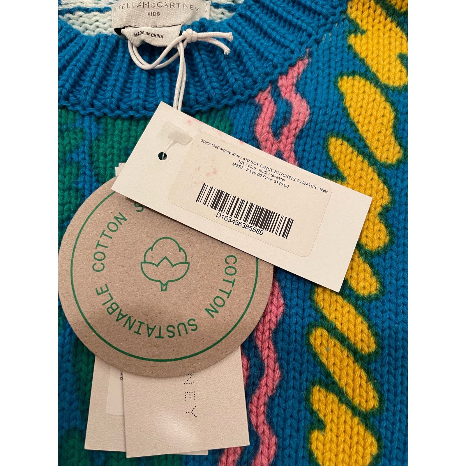 Stella McCartney Stella McCartney Kids Comic Cotton and Wool Sweater 10y, NWT Size L / US 10 / IT 46 - 4 Thumbnail