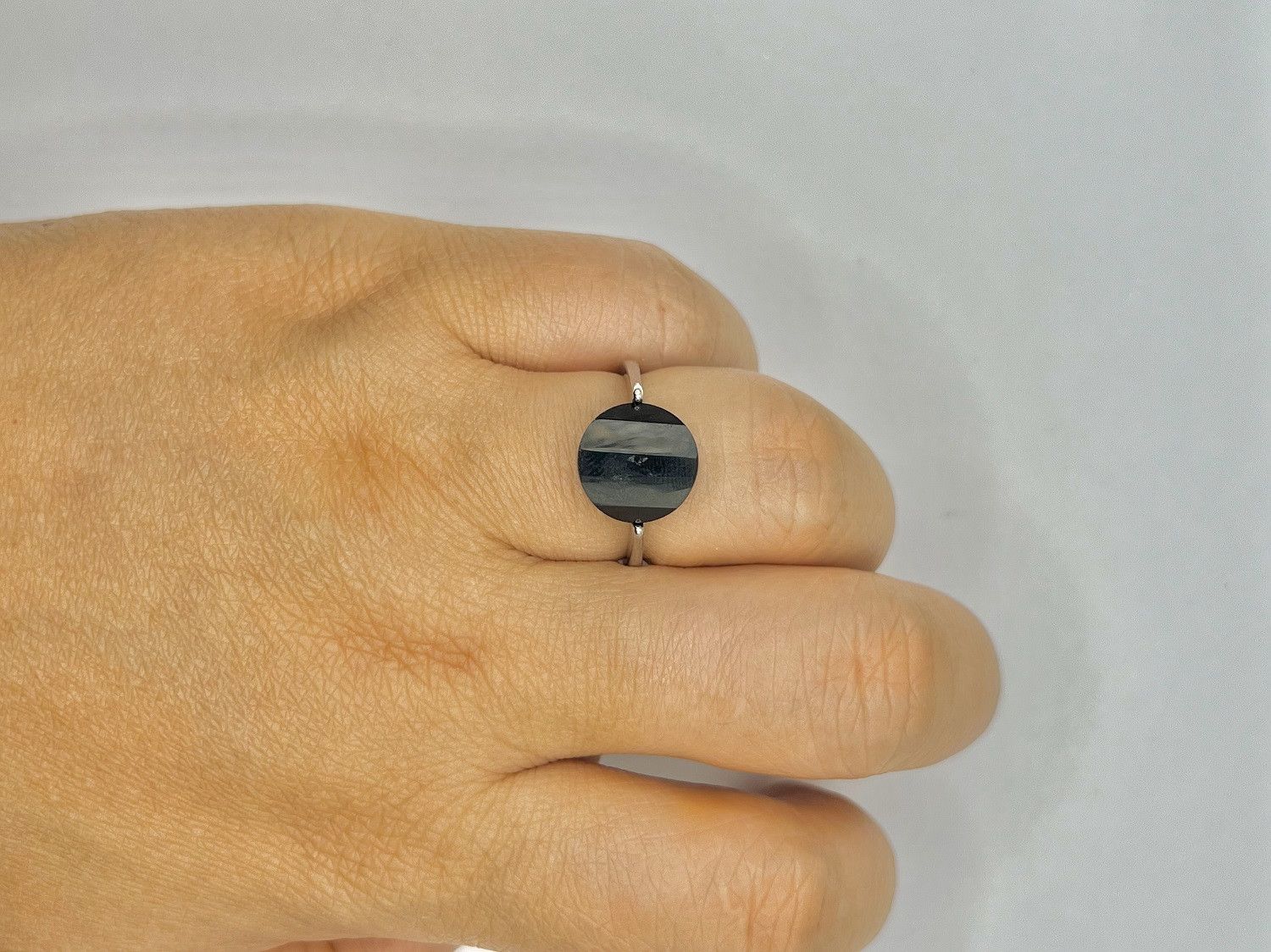 Jewelry Black Agate Silver Ring - Size 8.5 Size ONE SIZE - 5 Thumbnail