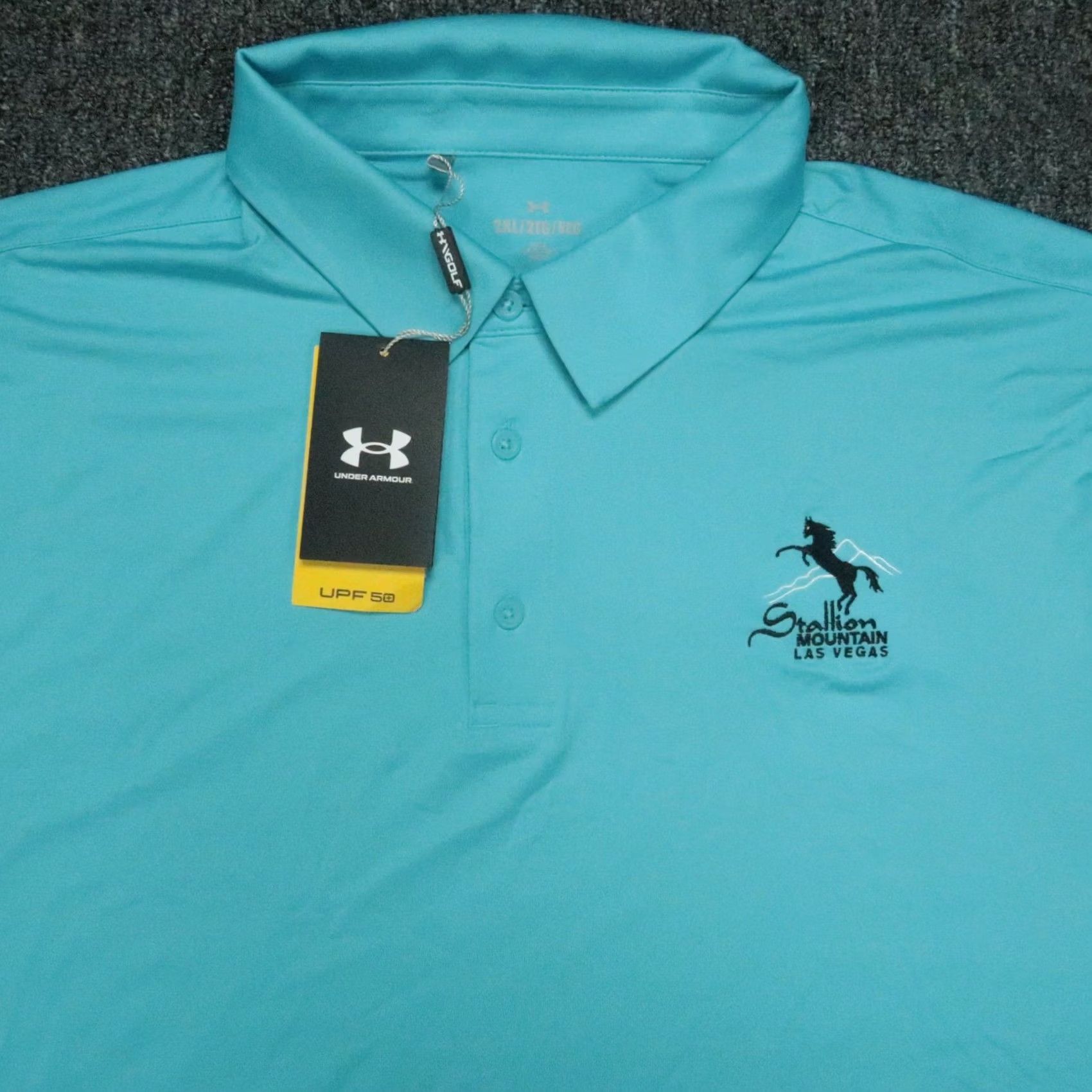 Under Armour Under Armour Polo Shirt Mens 2XL Blue Solid Short Sleeve Collared Buttoned Breathable Moisture Wicking Athletic Golf Tennis Shirt Mens Size US XXL / EU 58 / 5 - 2 Thumbnail