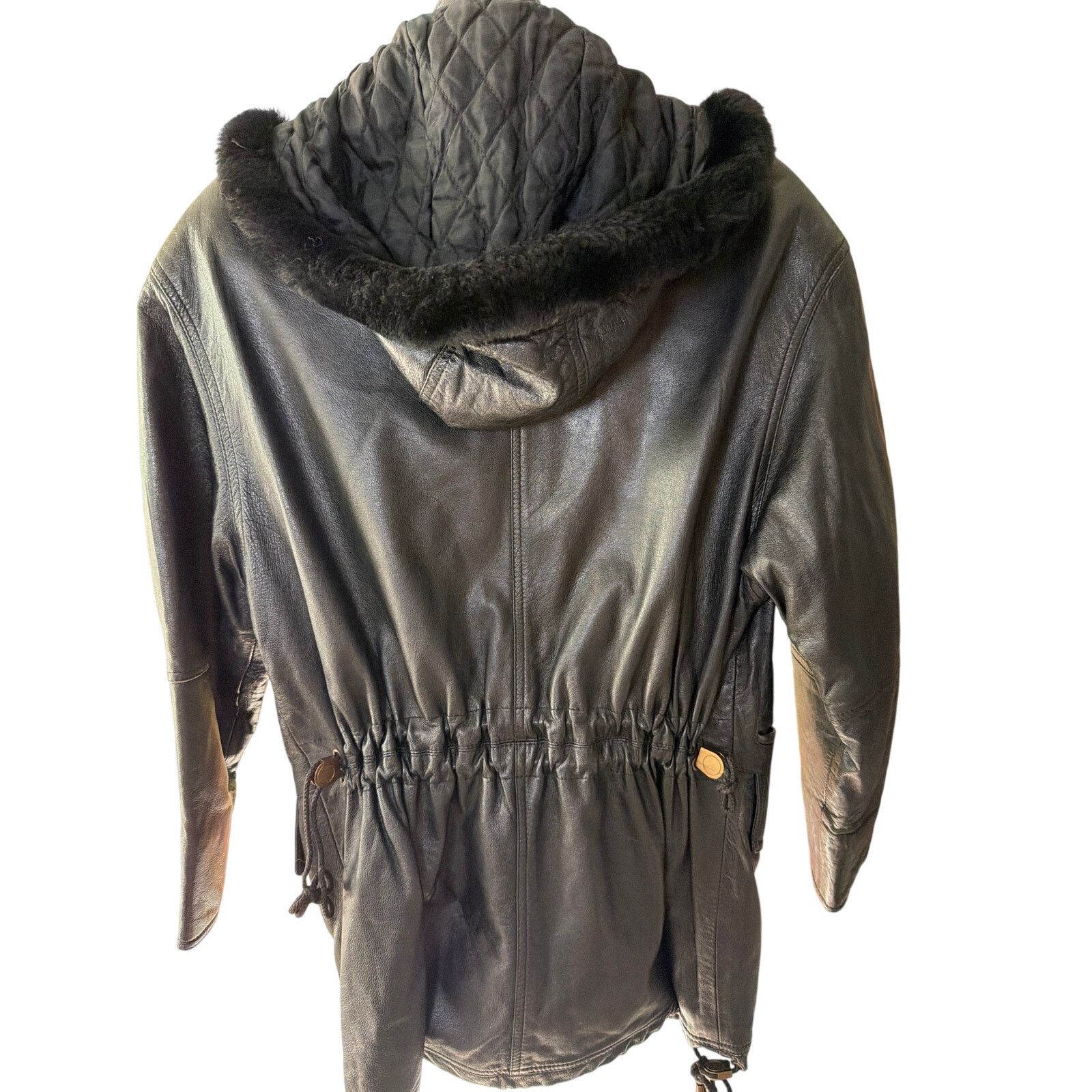 Cedarwood State 0241 Vintage Black Leather Jacket Fur Oklahoma State Seal Size S / US 4 / IT 40 - 2 Thumbnail