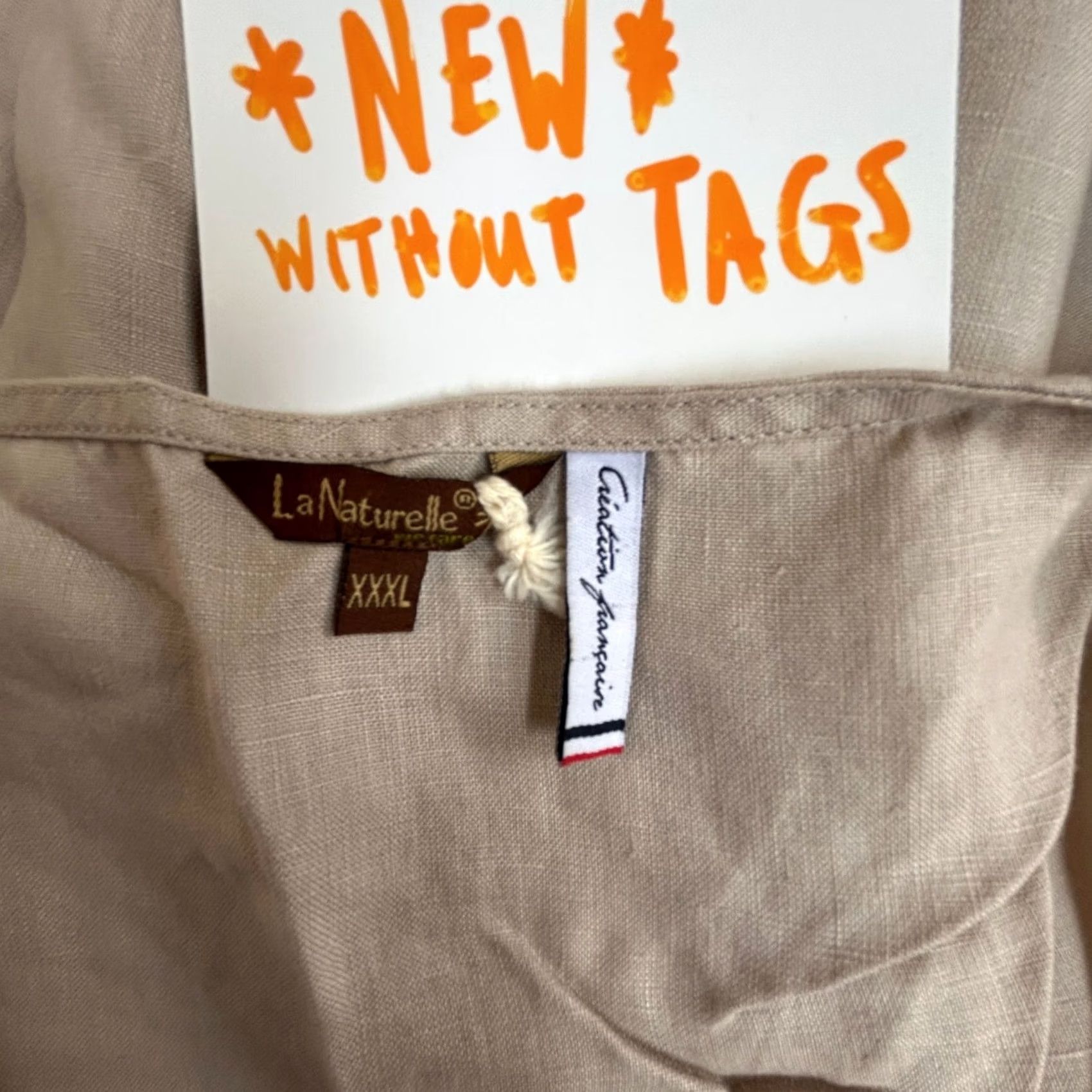 Vintage LaNaturelle Tank Top Womens Beige 100% Linen Sleeveless Casual XXXL Size XXL / US 16-18 / IT 52-54 - 3 Thumbnail