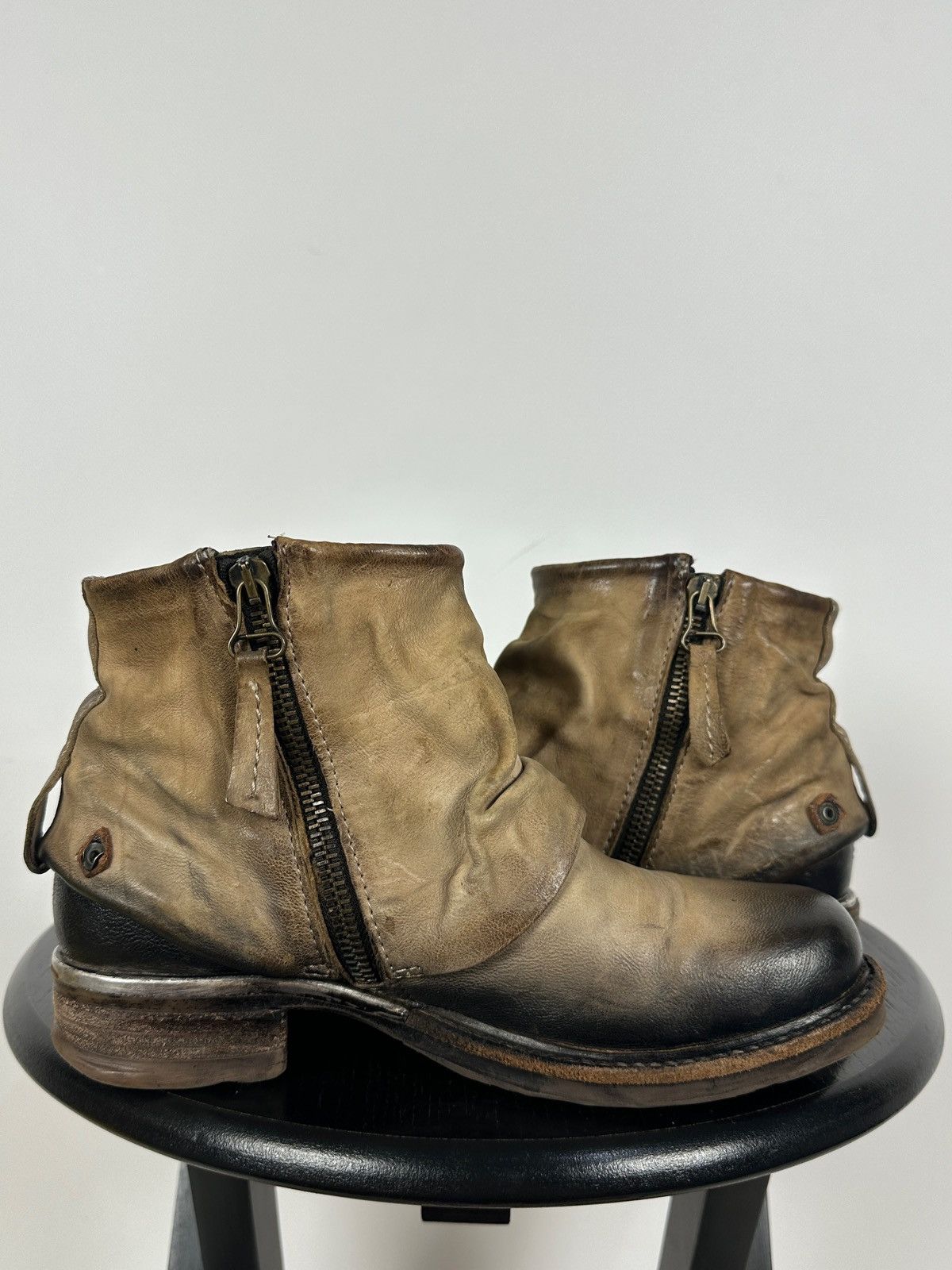 A.S.98 A.S.98. Airstep Distressed Leather Biker Ankle Boots Size US 6 / IT 36 - 9 Thumbnail