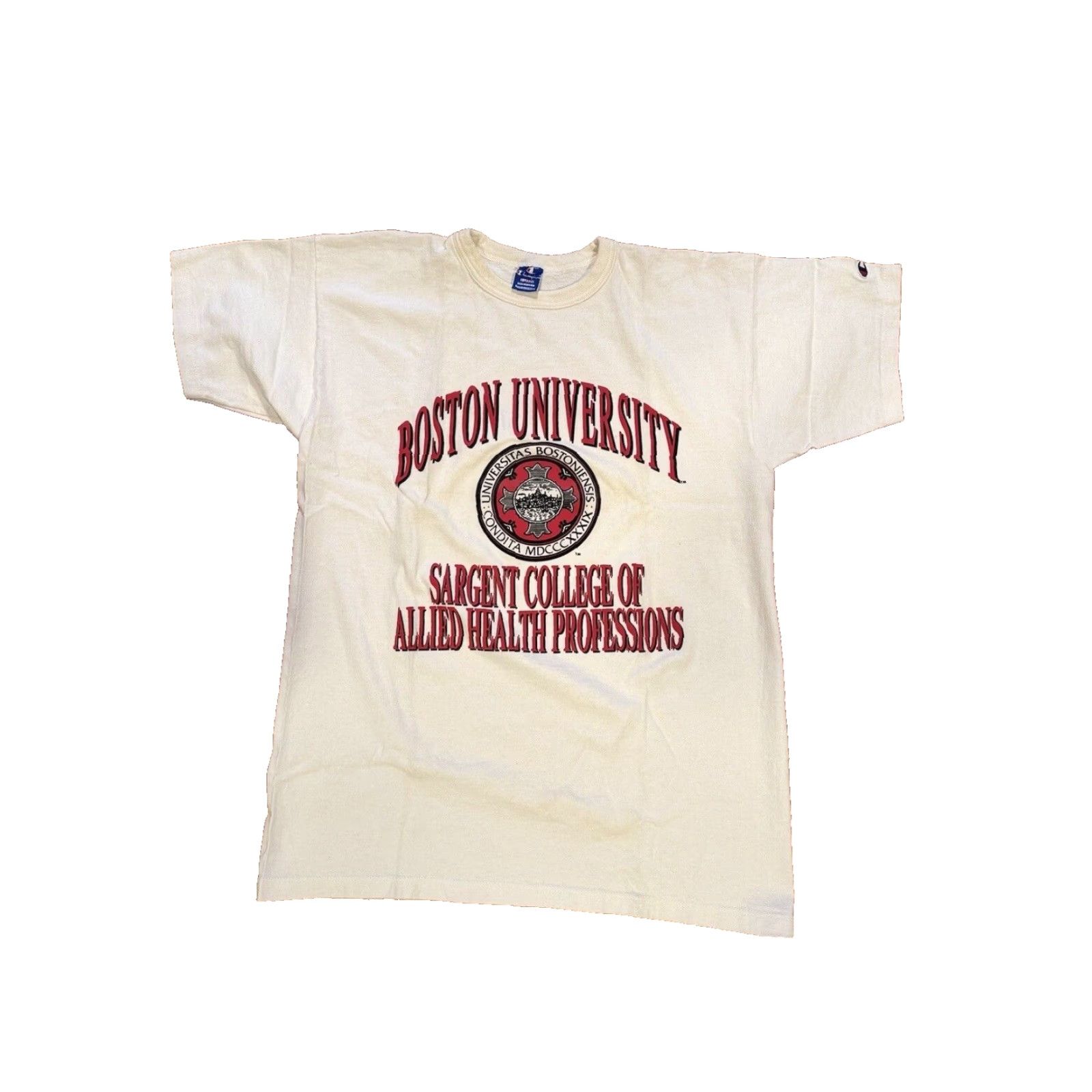 Champion VINTAGE Champion 90s Boston University Spell Out White T Shirt Unisex Adults L White 90s HTF Mens/Womens Size US L / EU 52-54 / 3 - 2 Thumbnail
