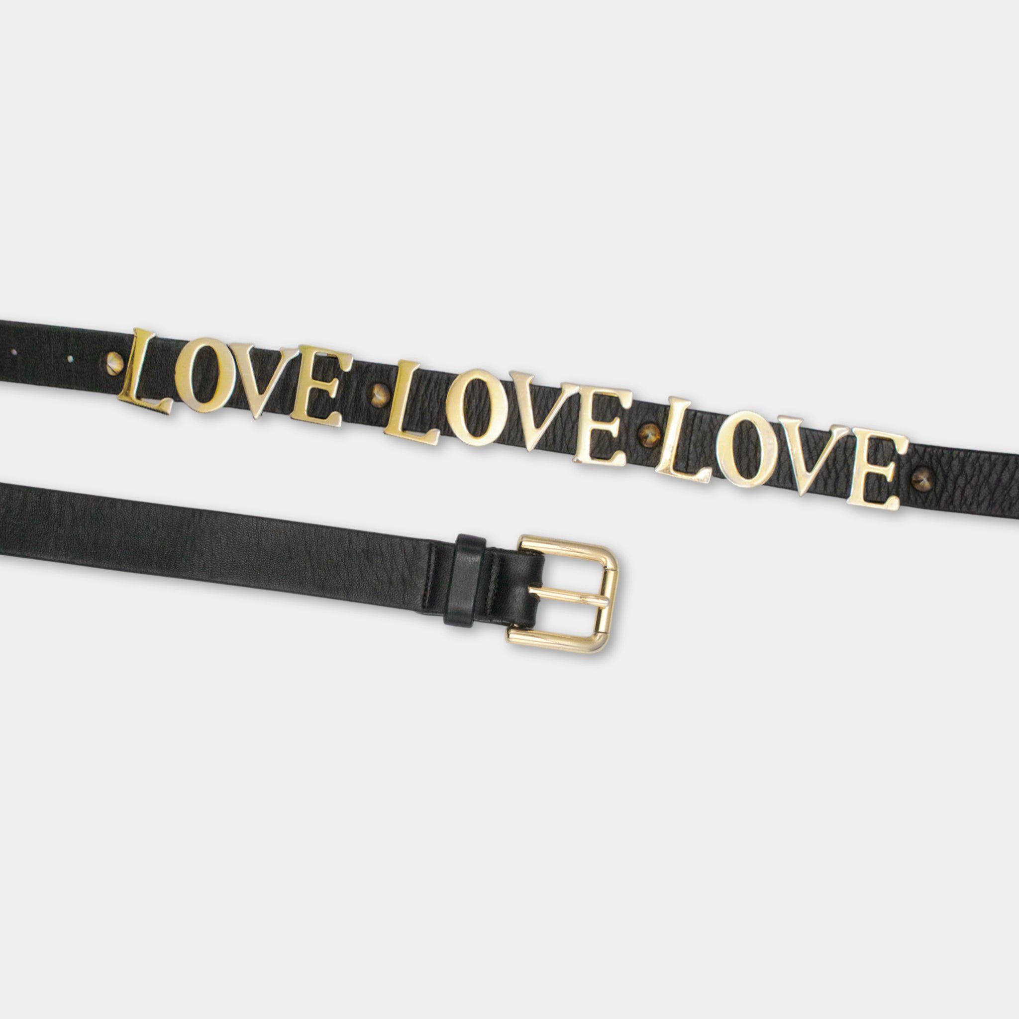 Dolce & Gabbana Dolce & Gabbana SS03 Love Love Love Black Leather Belt Size ONE SIZE - 1 Thumbnail