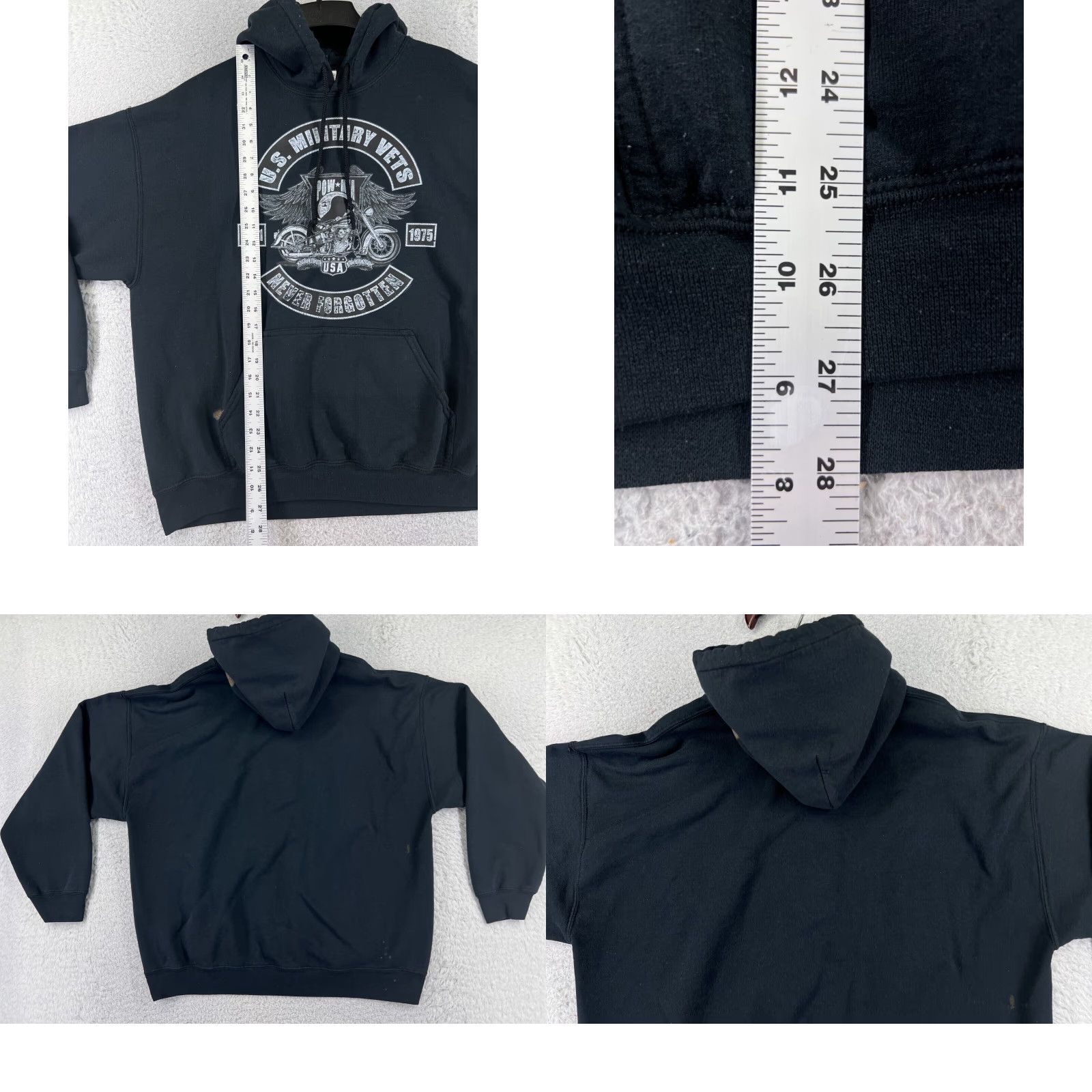 Gildan Gildan Hoodie Mens XL Black US Military Vets Motorcycle POW MIA Pocket READ Size US XL / EU 56 / 4 - 9 Thumbnail