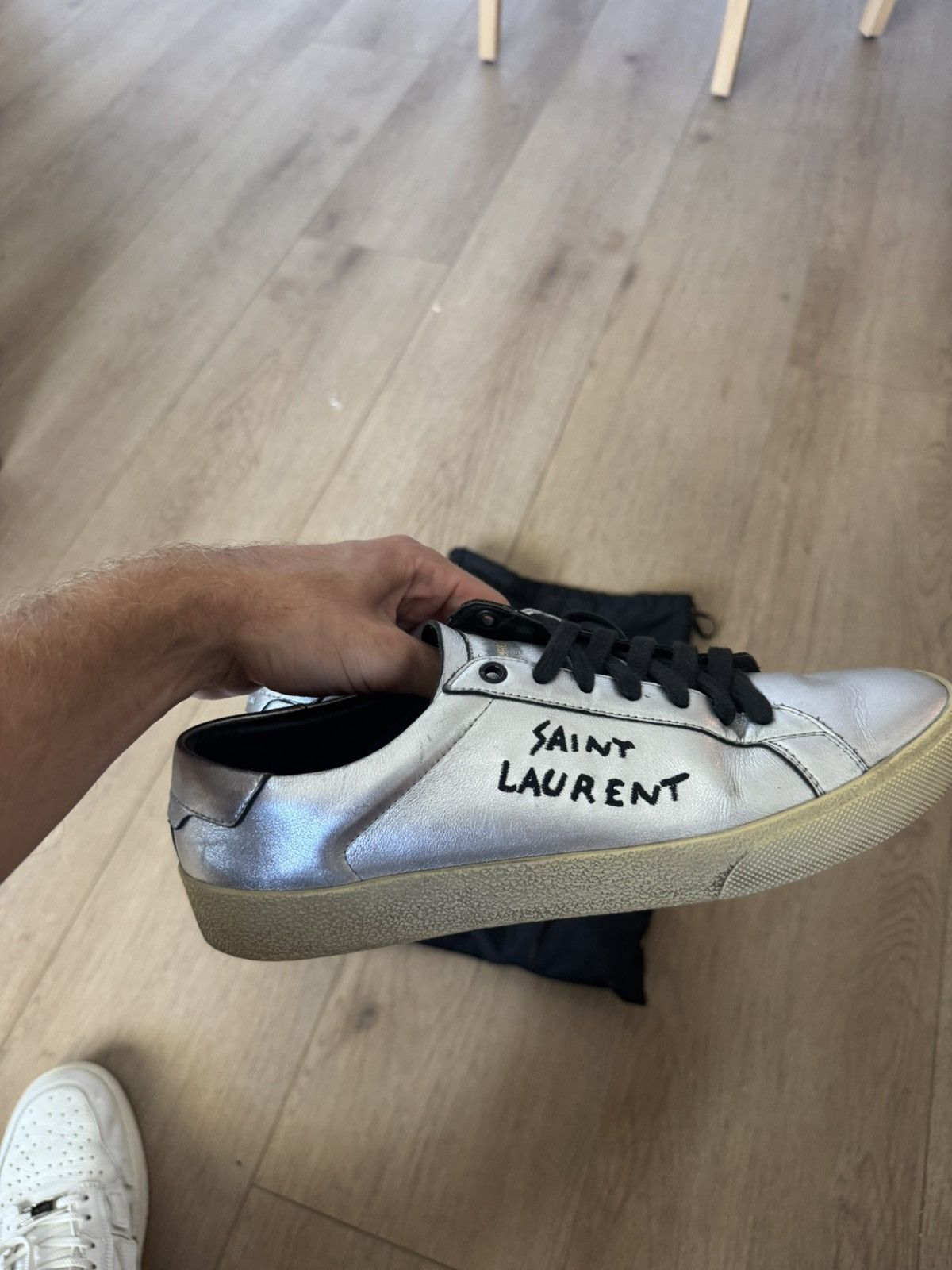 Saint Laurent Paris Court sig low silver Size US 8 / EU 41 - 4 Thumbnail
