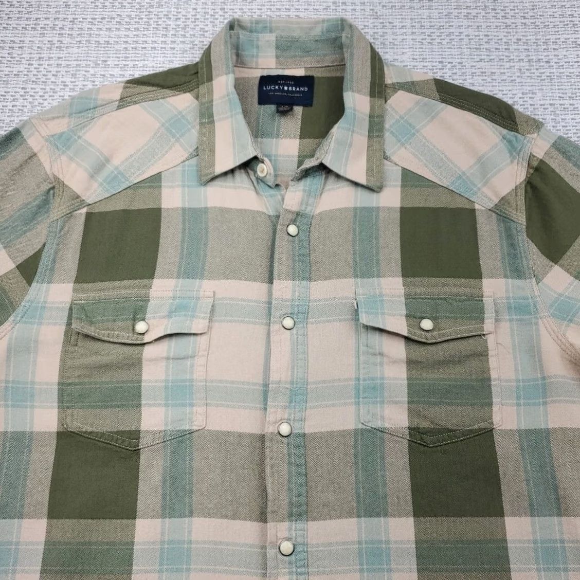 Lucky Brand Lucky Brand Shirt Mens L Plaid Pearl Snap Short Sleeve Button-Up Western Button-Up Shirt Size US L / EU 52-54 / 3 - 4 Thumbnail