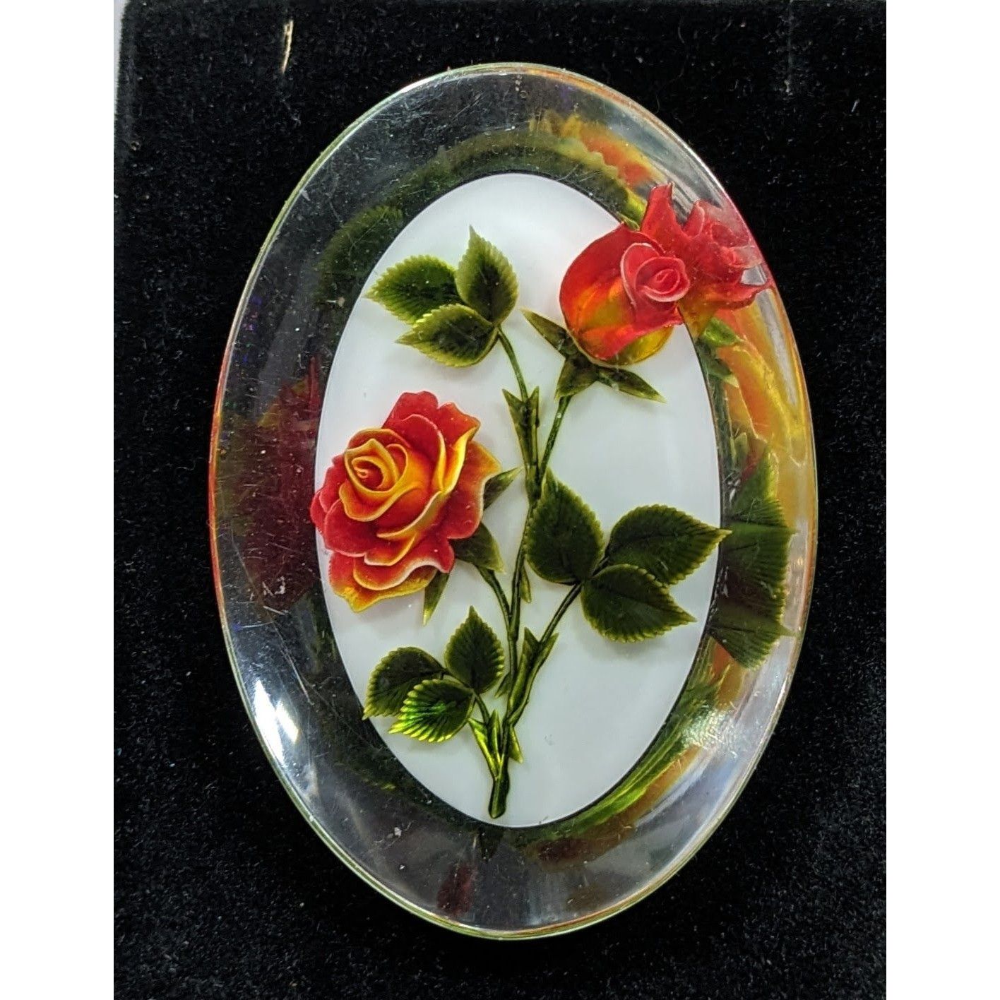 Other Vintage Gem-Tone Rose Carved Lucite Brooch Size ONE SIZE - 4 Thumbnail