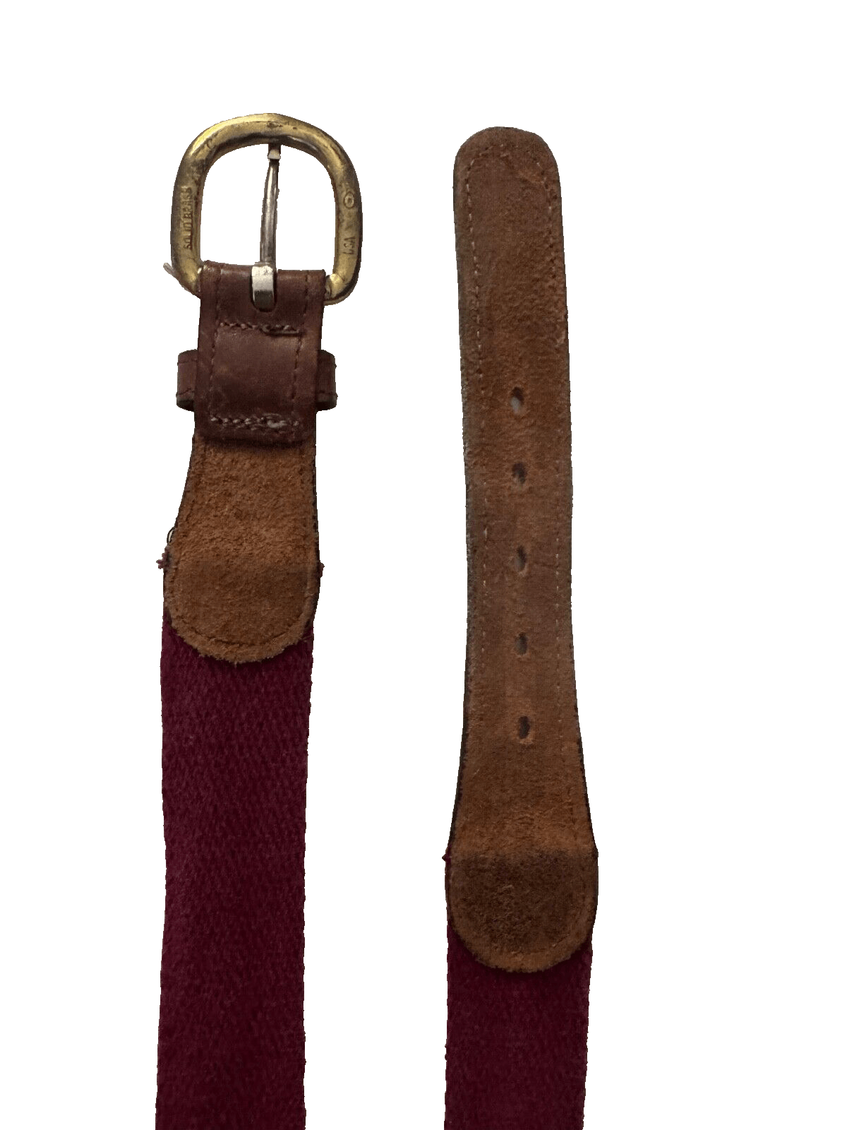 Trafalgar Trafalgar Men's 36 Belt Woven Cotton Red Tan Leather Brass Size 36 - 3 Thumbnail