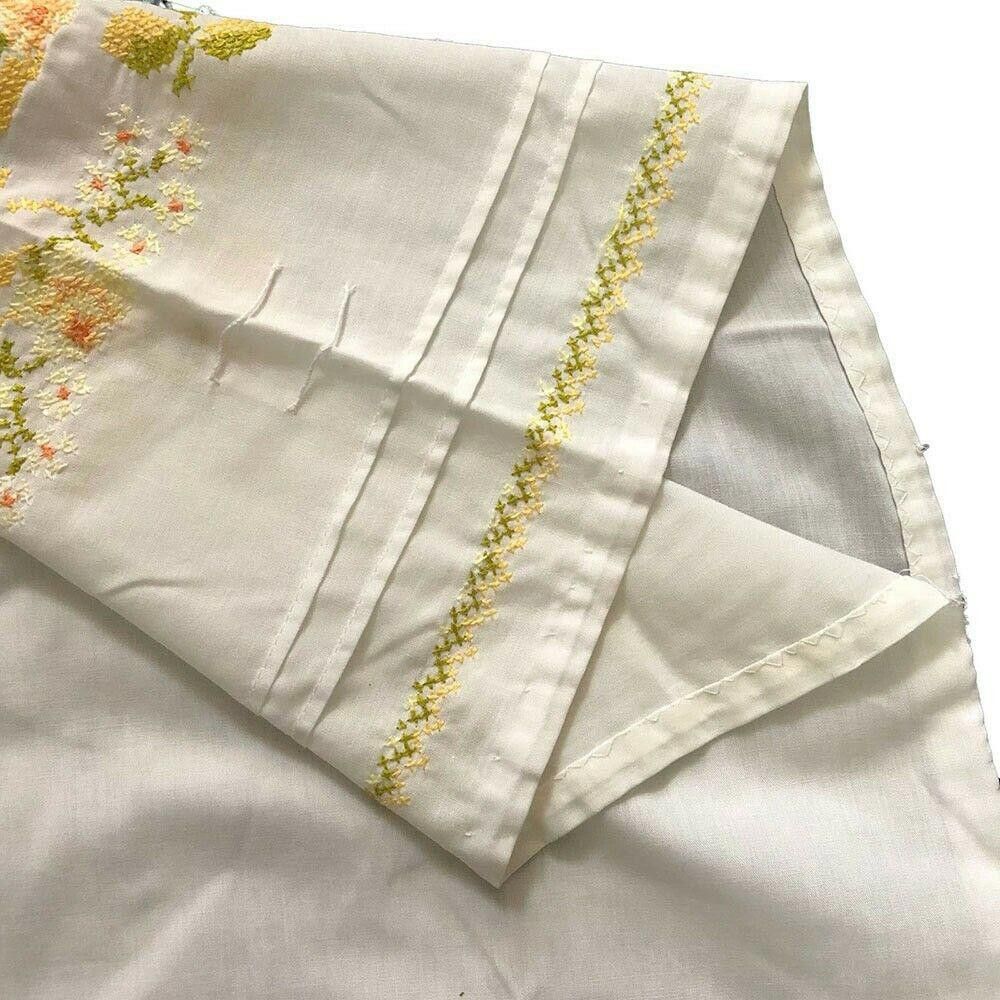 Designer Pre Owned Mexican White Yellow Embroidered Hand Made Dress L Size L / US 10 / IT 46 - 6 Thumbnail