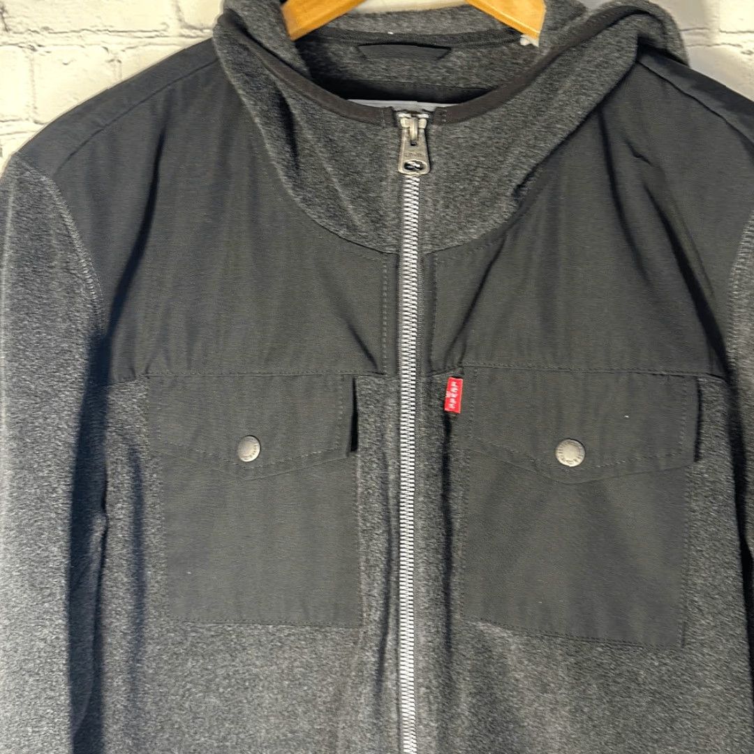 Levi's VINTAGE Levi’s Men’s Black Hooded Mixed Media Jacket S Small Full zip Mens Black Mixed Media Size US S / EU 44-46 / 1 - 2 Thumbnail