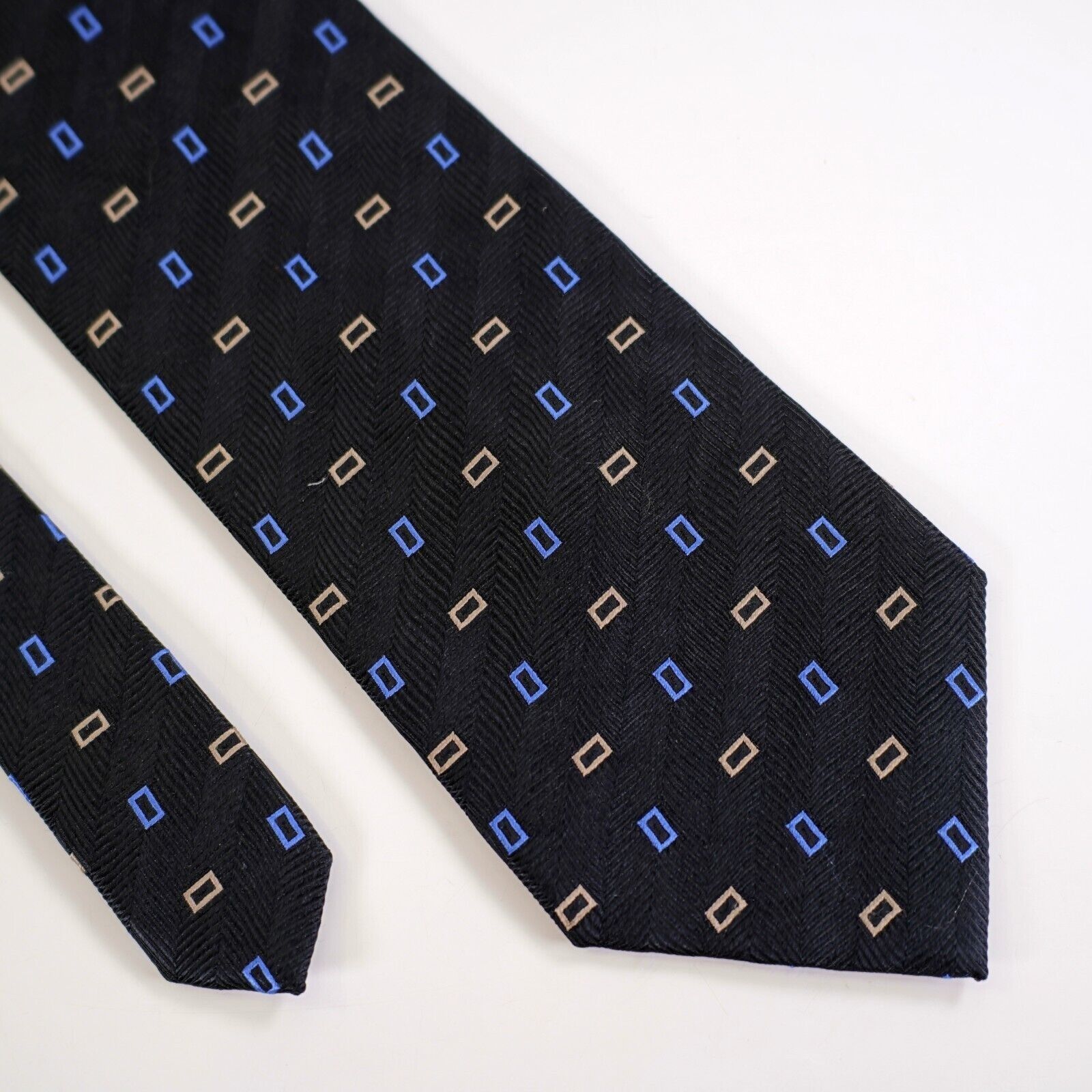 Designer Fusion Handmade Neckwear Black Herringbone Geometric Short W Size ONE SIZE - 1 Thumbnail