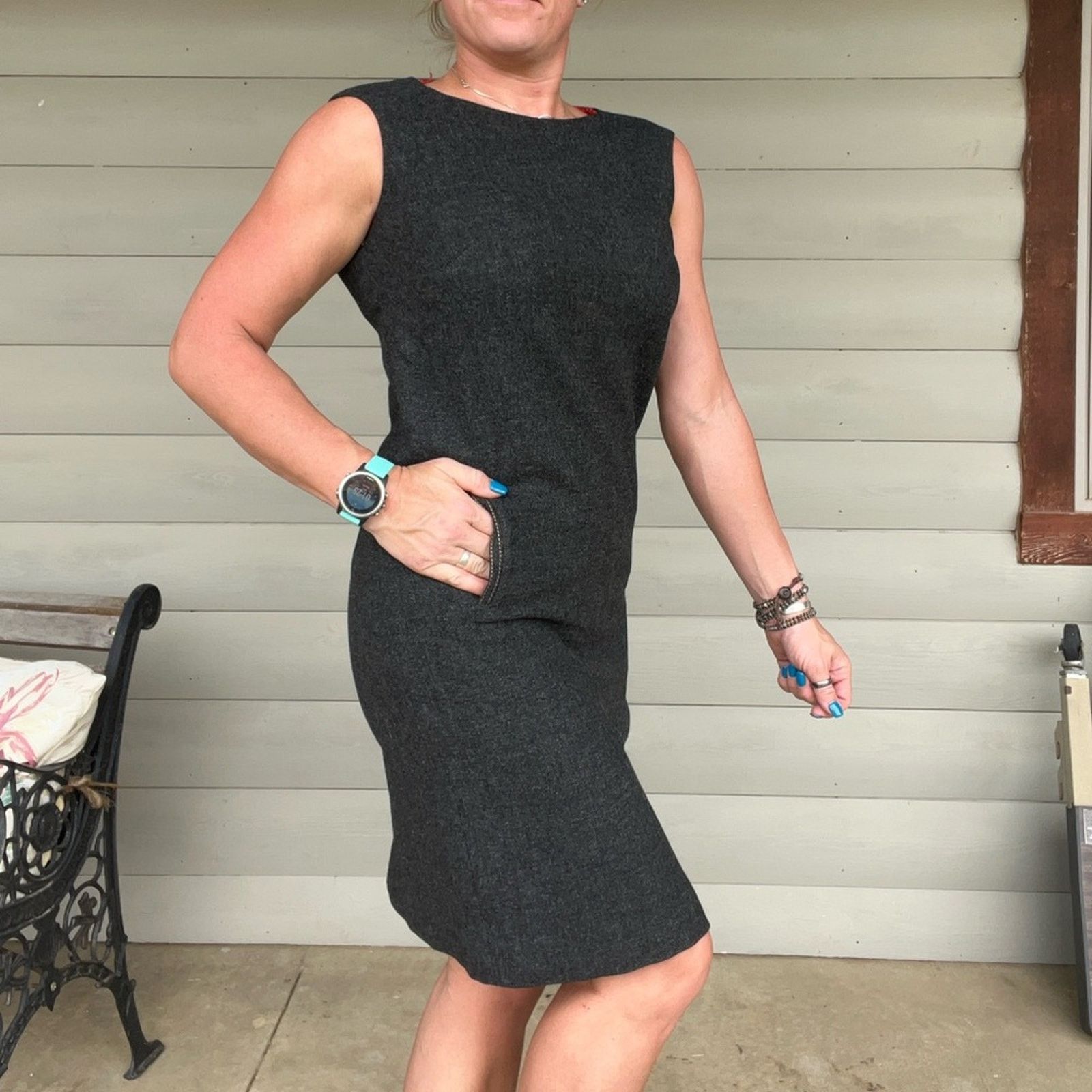 60s Pendleton Woolen Mills Gray Wool Sleeveless Sheath Dress