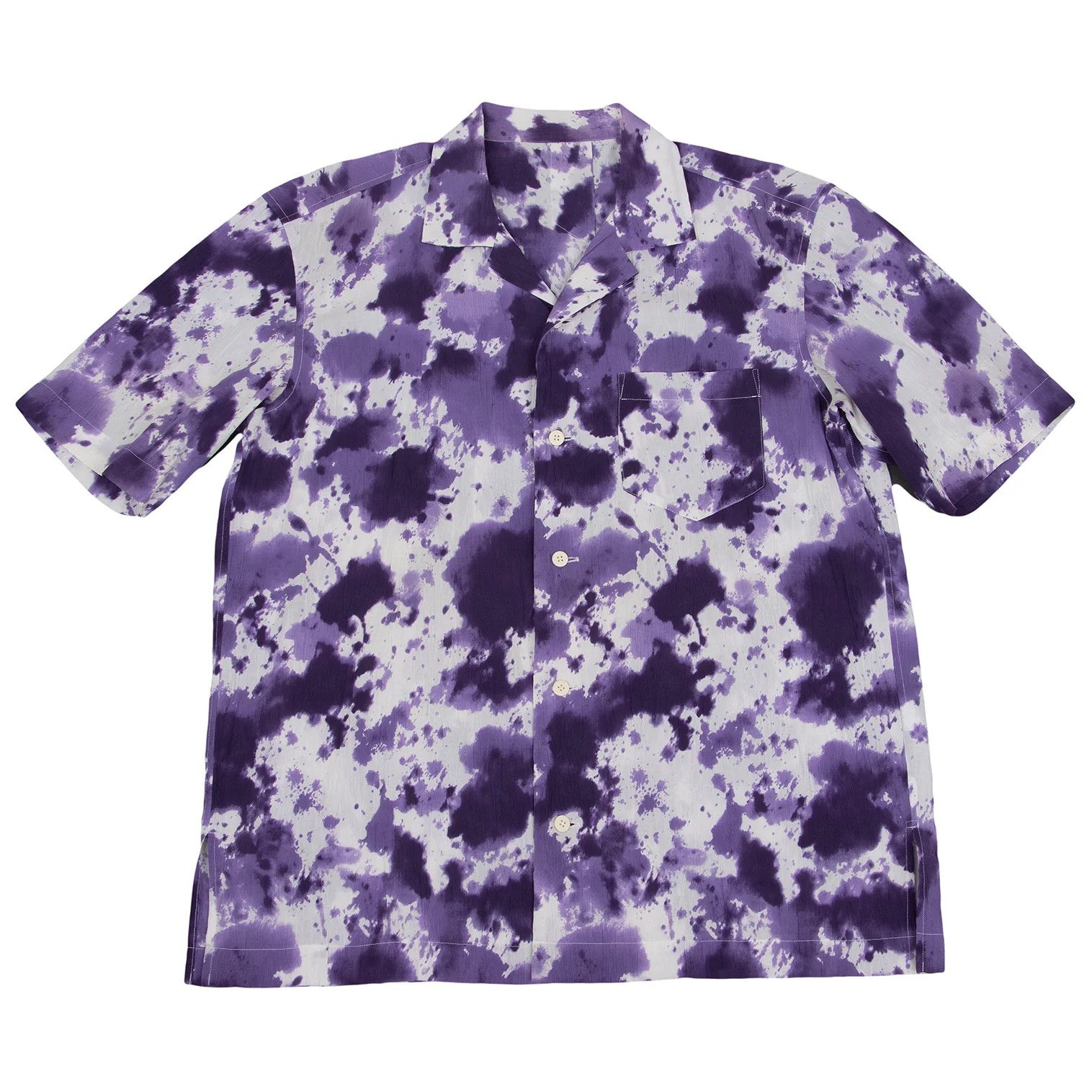 Issey Miyake Cotton Washer Print Short Sleeve Shirt in Purple and White Size US S / EU 44-46 / 1 - 1 Thumbnail