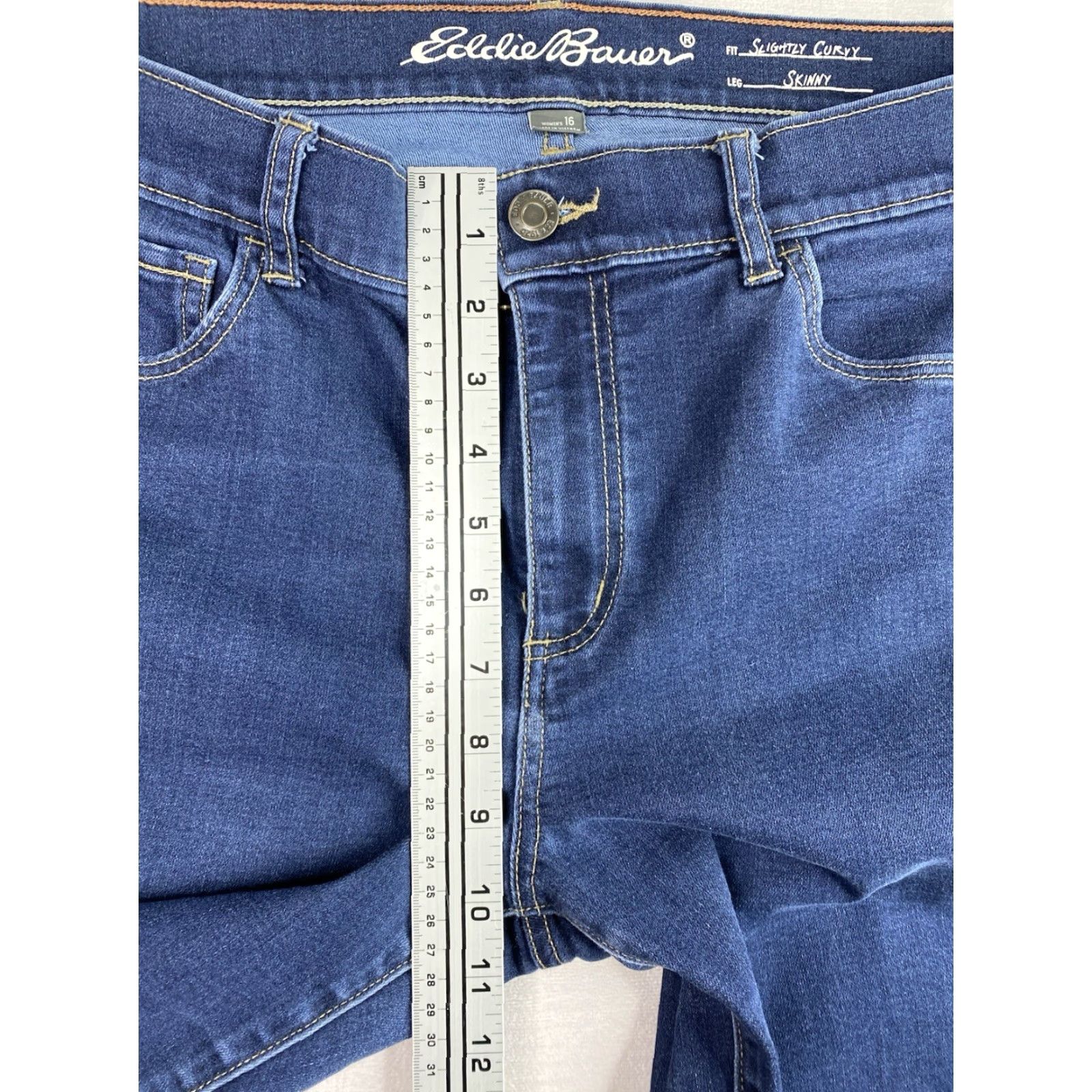 Eddie Bauer Eddie Bauer Jeans Womens 16 5-Pocket Skinny Mid Rise Denim Cotton Blend Spandex Stretch Blue XS-XL? Size 34" / US 12 / IT 48 - 6 Thumbnail