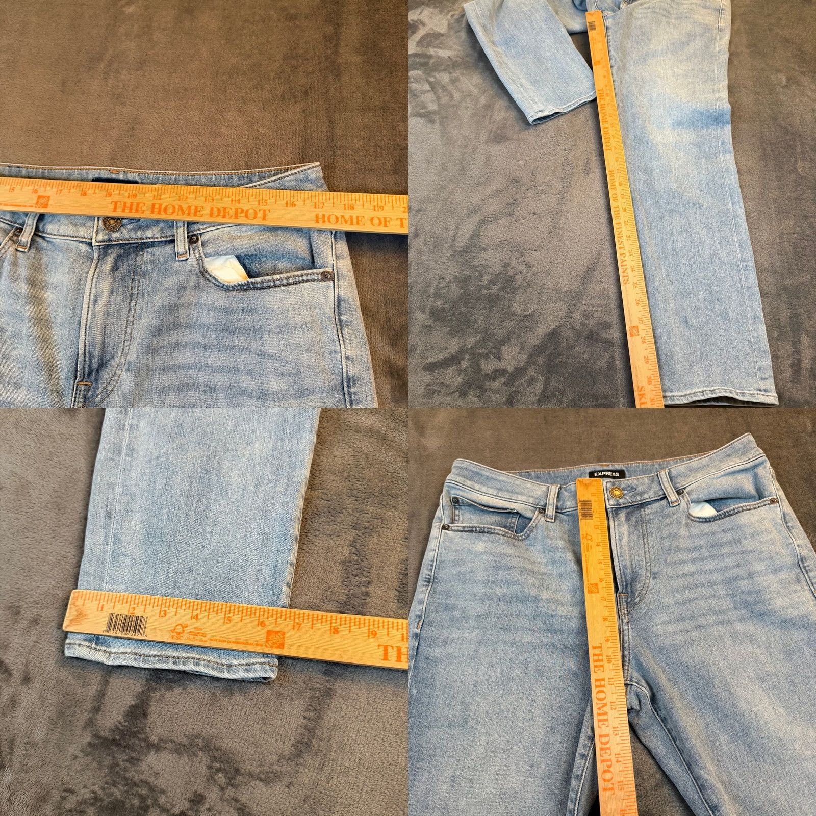 Express Express Athletic Slim Jeans Mens 31x32" Light Wash Denim Pants Blue Toya? Size US 31 - 8 Thumbnail