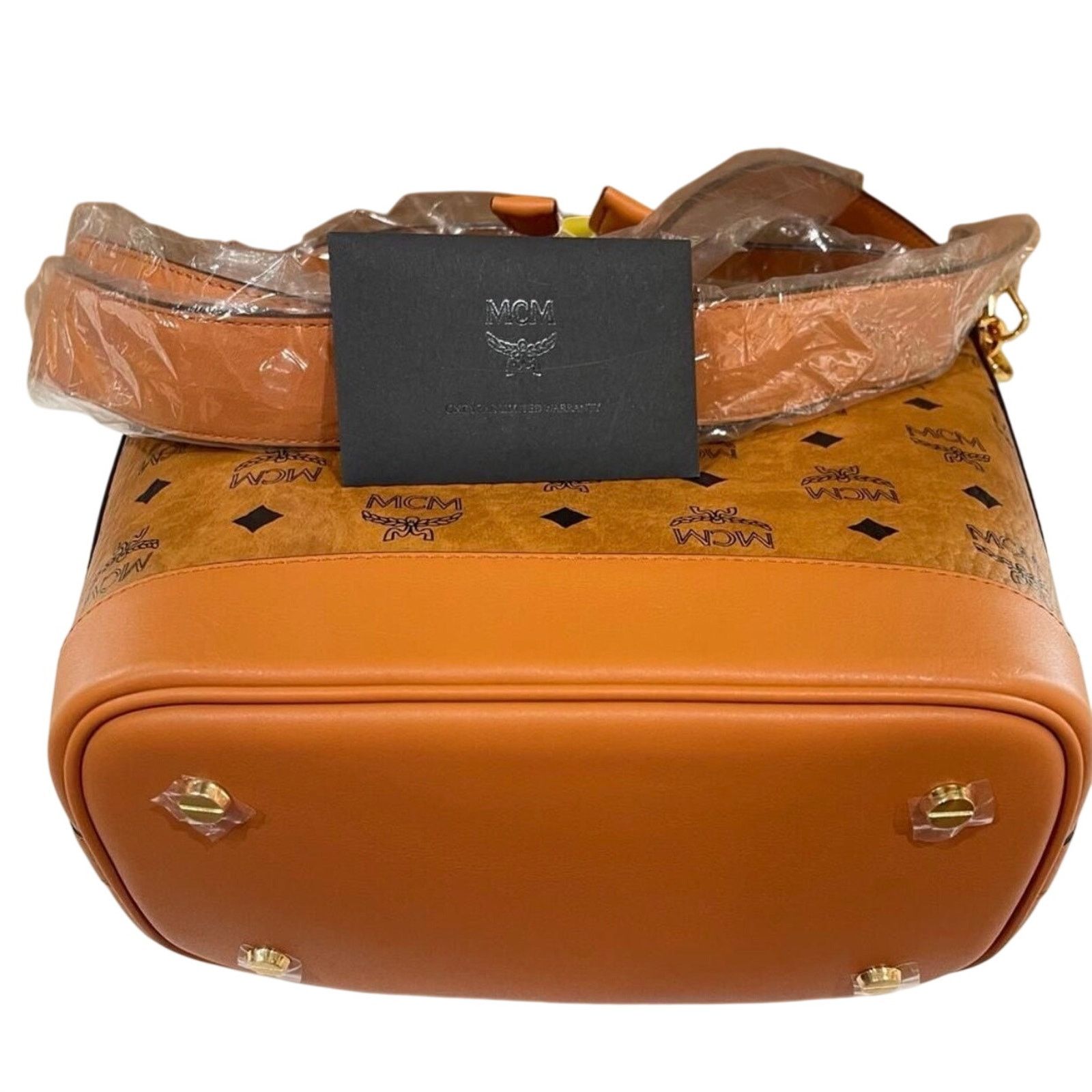 MCM MCM Medium Dessau Drawstring Bag in Visetos Cognac Size ONE SIZE - 3 Thumbnail