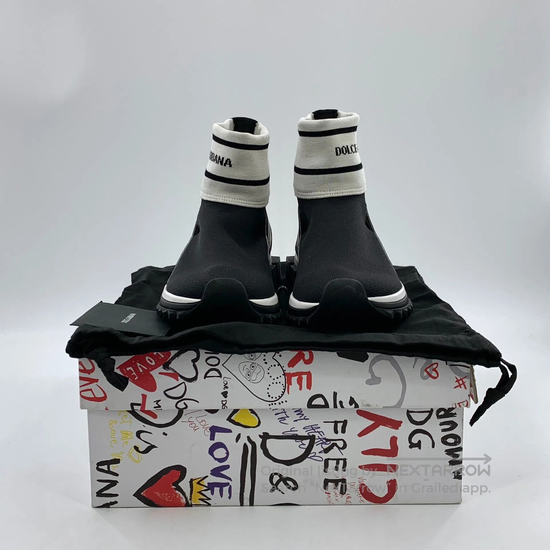 Dolce & Gabbana Dolce Gabbana Black Logo Letter Casual Laced Sock Shoes Sn Size US 4.5 / IT 34.5 - 6 Thumbnail