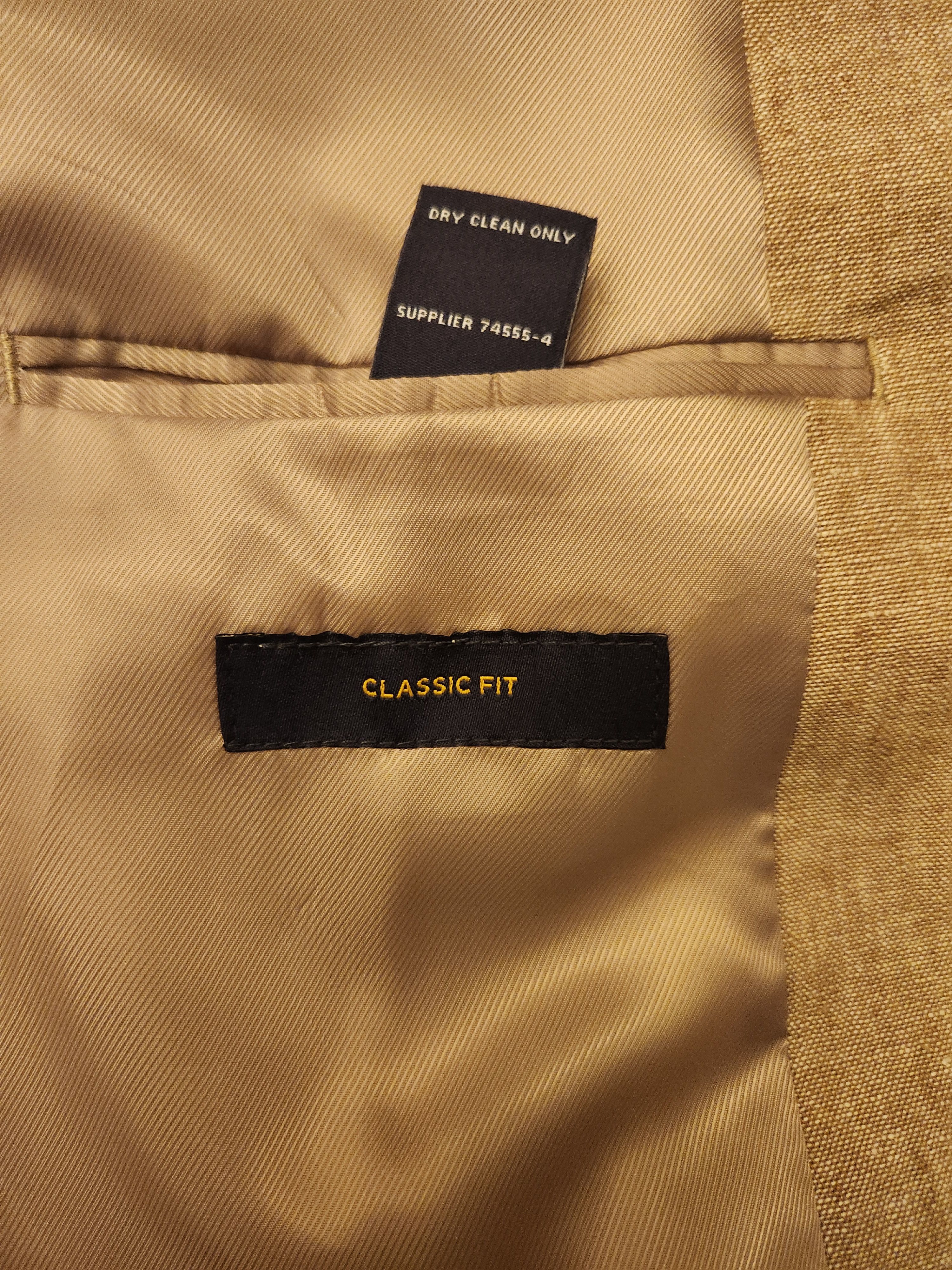 Stafford Classic Men's Linen/Cotton Beige Summer Blazer Size 44R - 5 Thumbnail