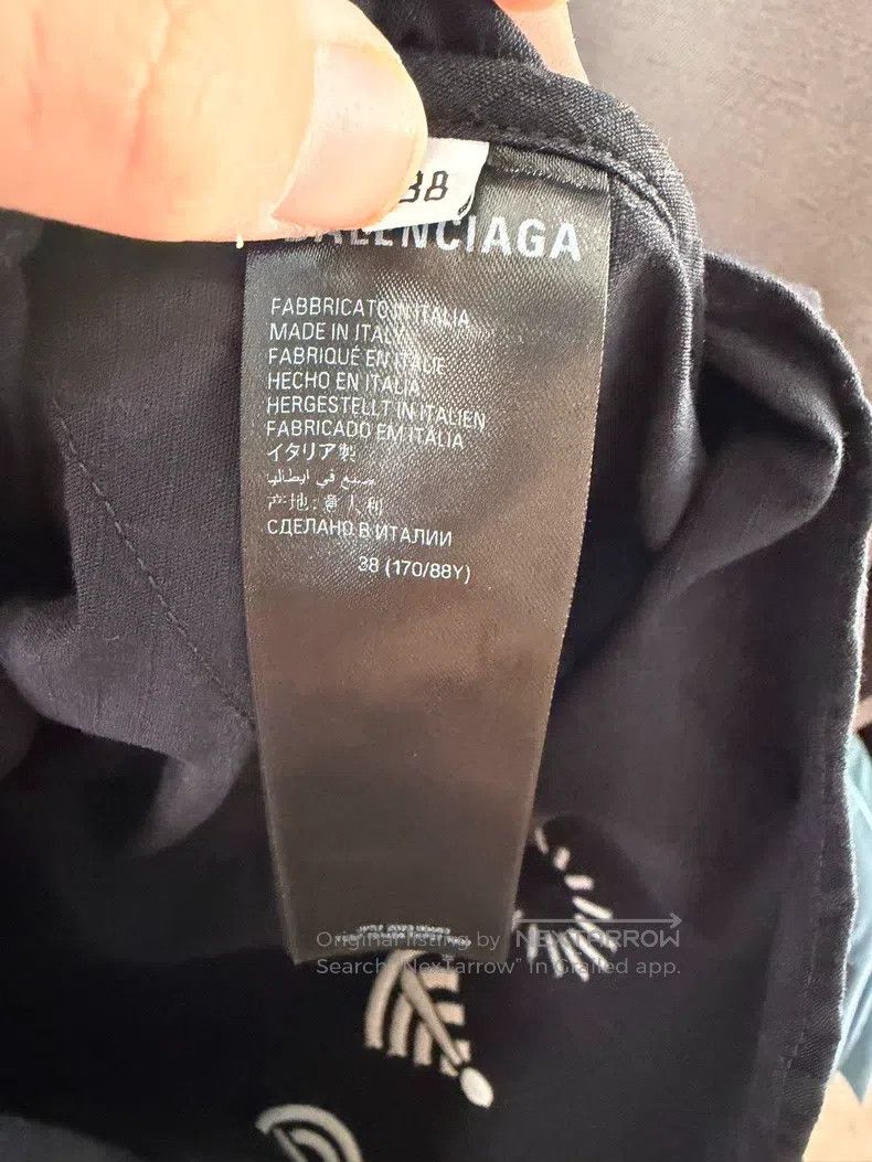 Balenciaga Balenciaga Black Full Embroidery Logo Short Sleeve Shirt Size XS / US 0-2 / IT 36-38 - 4 Thumbnail