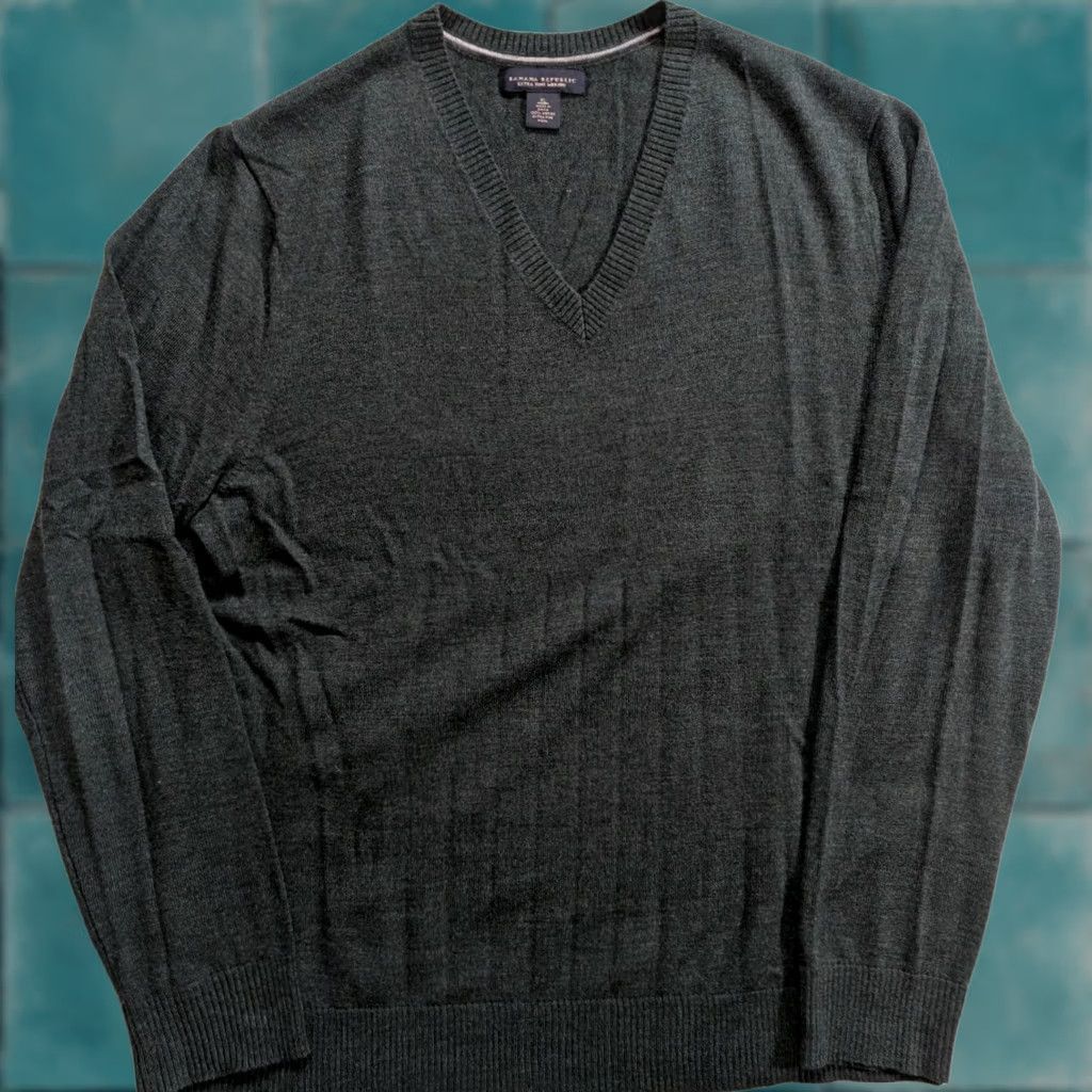 Banana Republic Banana Republic Merino Wool V-Neck Sweater Pullover Lightweight Green Men's XL Sweatshirt Pullover Knit Size US XL / EU 56 / 4 - 1 Thumbnail