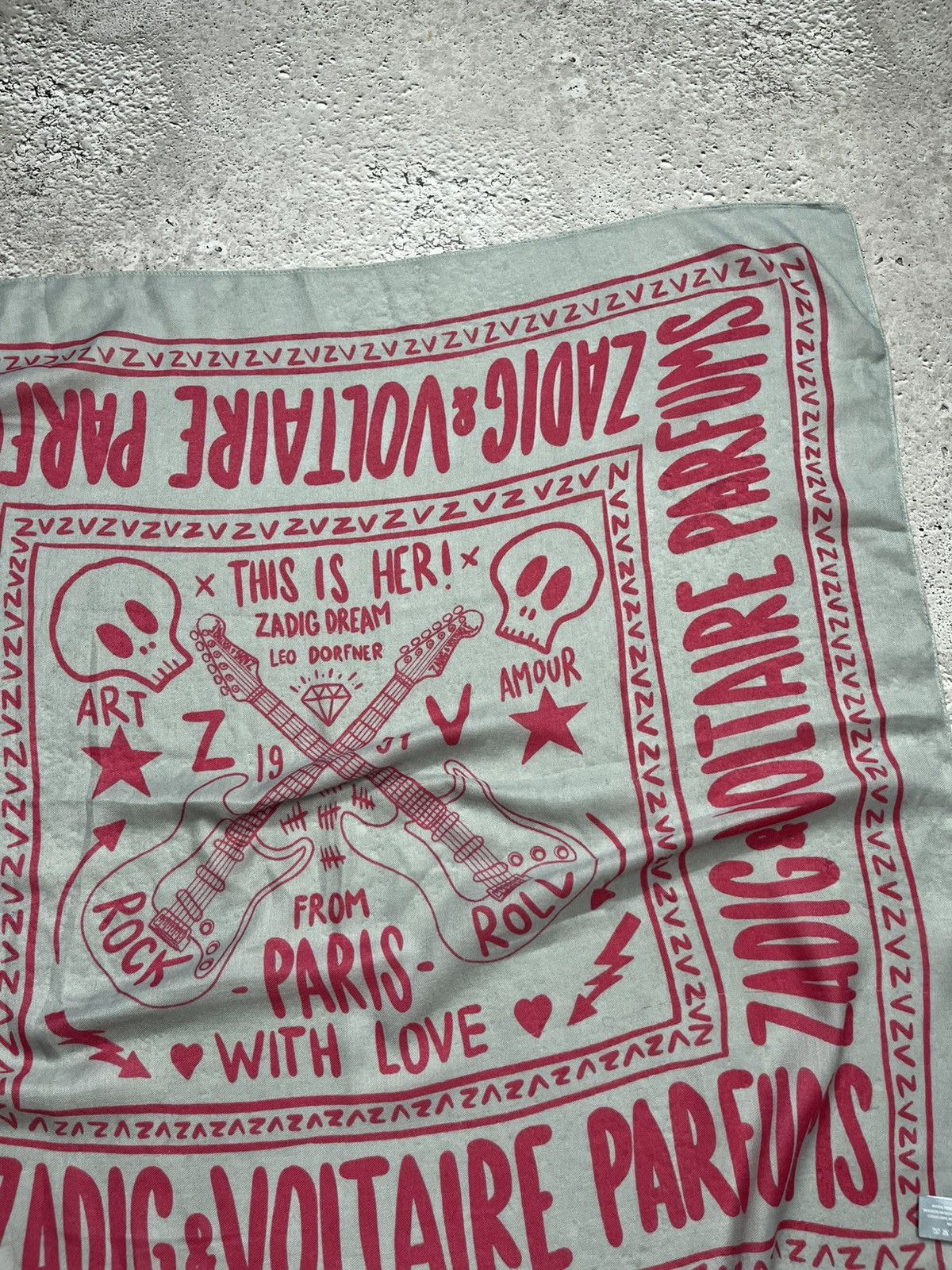 Zadig & Voltaire Zadig & Voltaire 90x90cm Bandana Scarf Pink Rock Graphic Size ONE SIZE - 5 Thumbnail