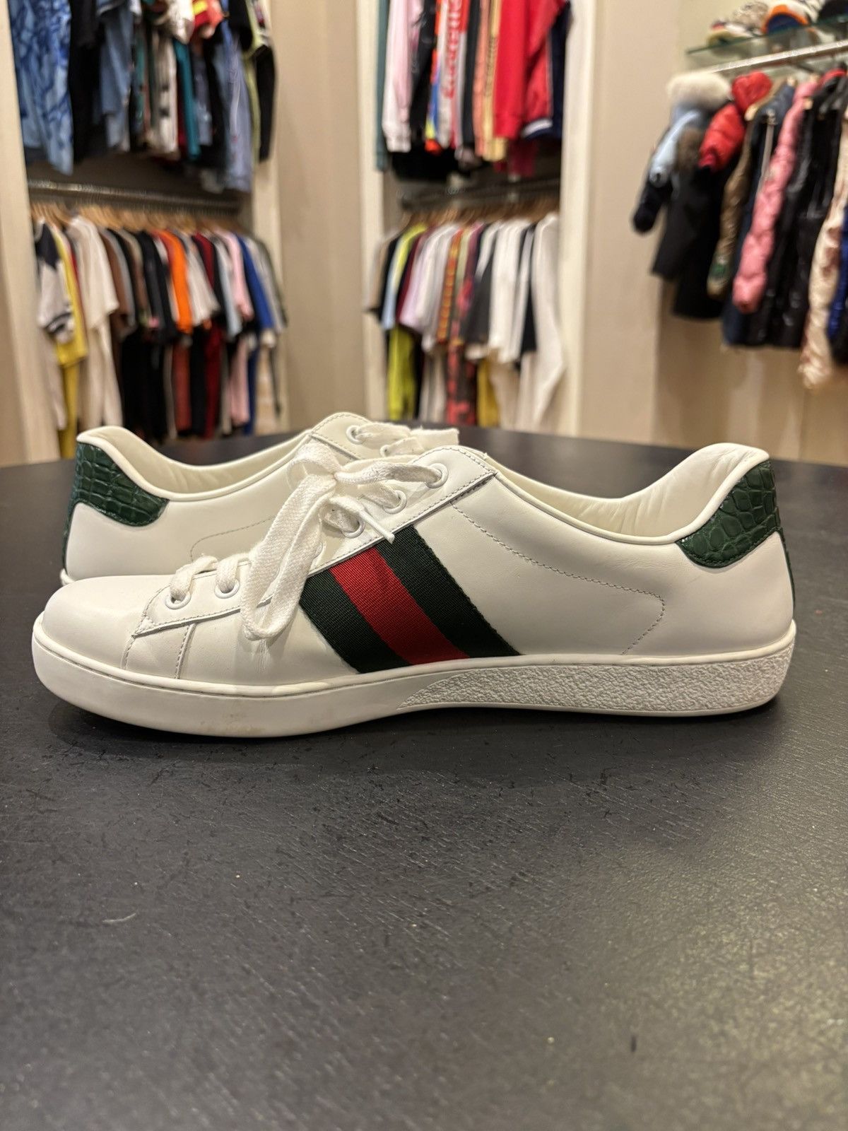 Gucci Gucci Ace Low Top Sneaker Crocodile Leather Size US 10 / EU 43 - 3 Thumbnail