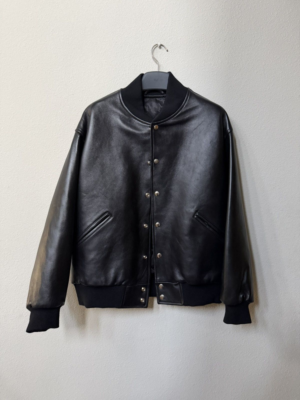 A.PRESSE Black leather award varsity jacket size 3 Size US L / EU 52-54 / 3 - 1 Thumbnail