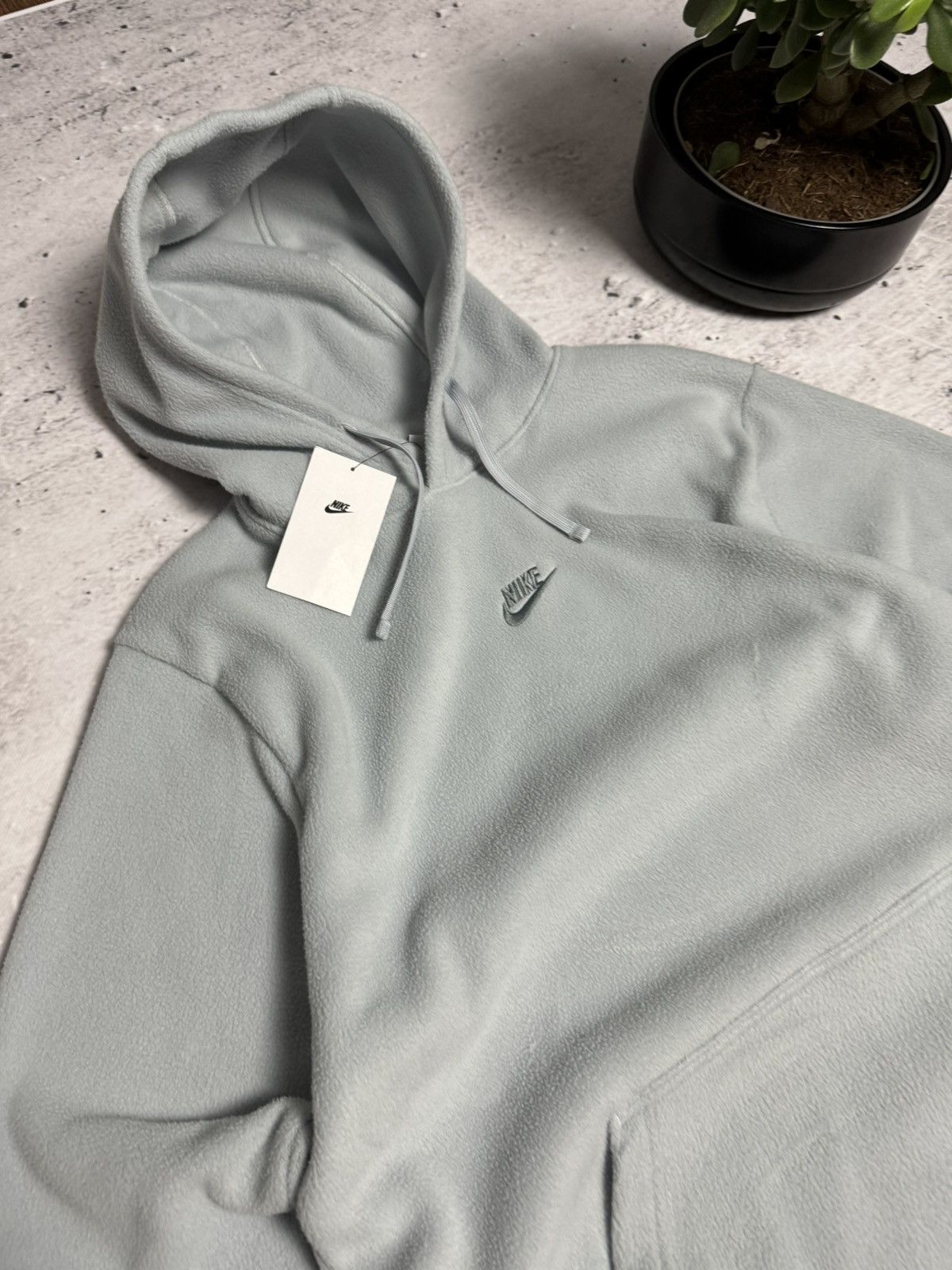 00s Nike Vintage Center Swoosh Teddy Fleece Hoodie Drill