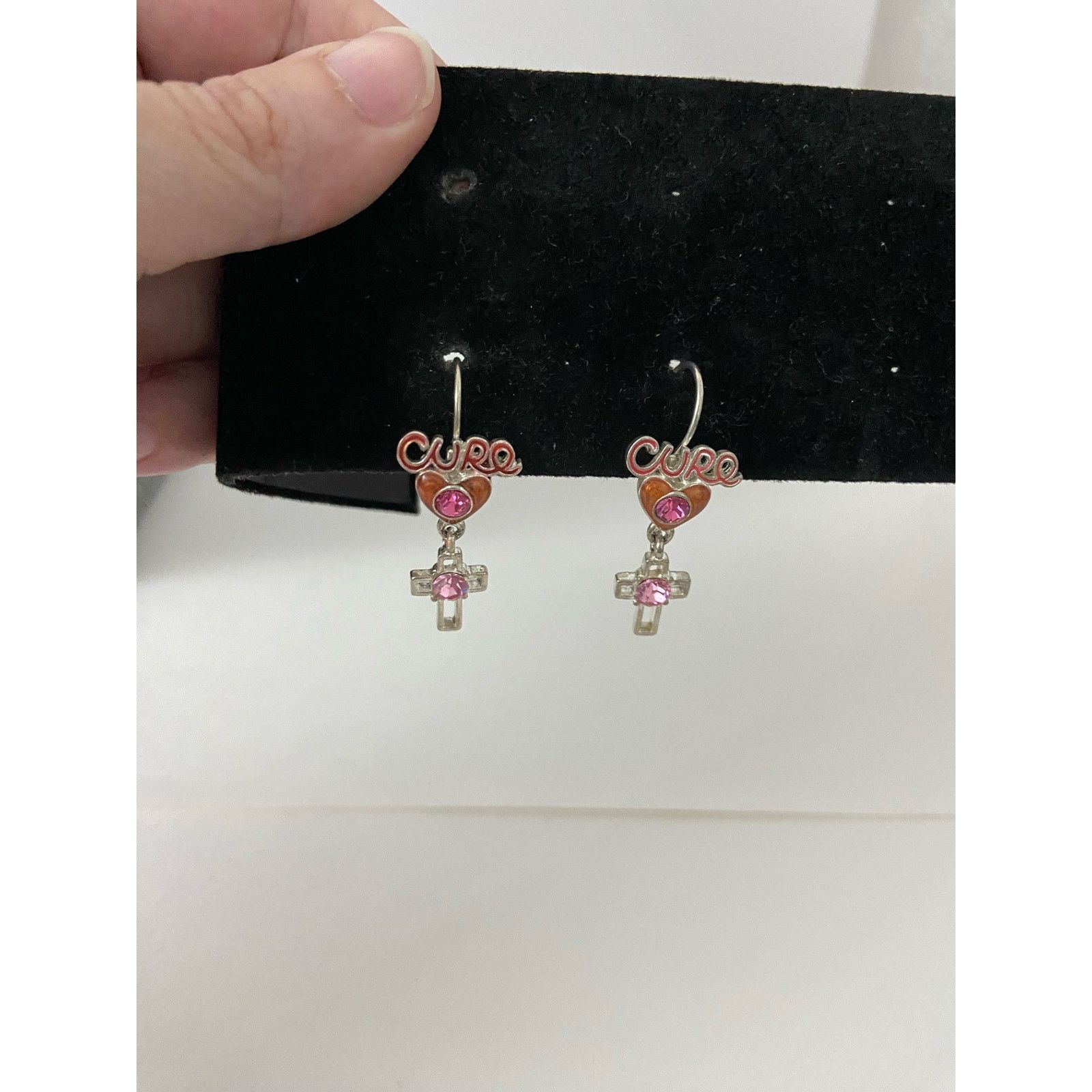 Other For the cure pink rhinestone clip on earrings Size ONE SIZE - 1 Thumbnail