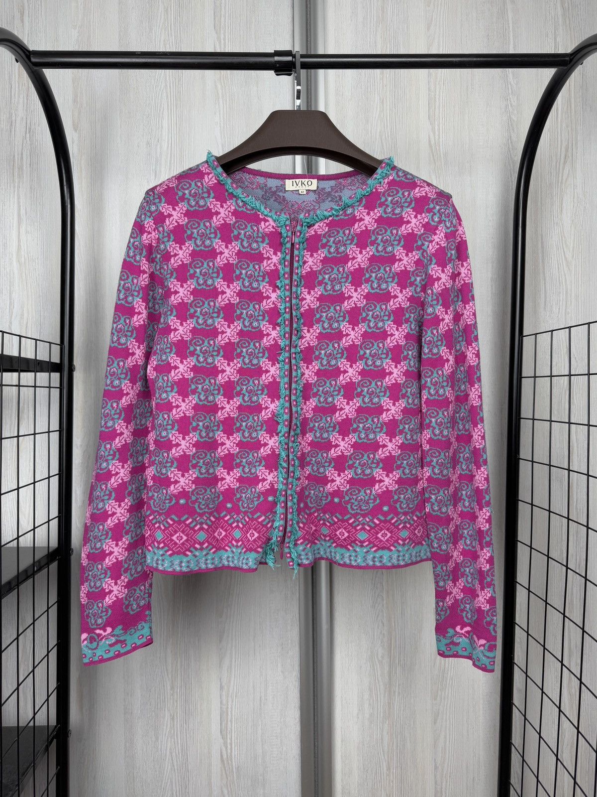 Other Ivko Womens Jacquard Cardigan Jacket size 42 Size XL / US 12-14 / IT 48-50 - 1 Thumbnail