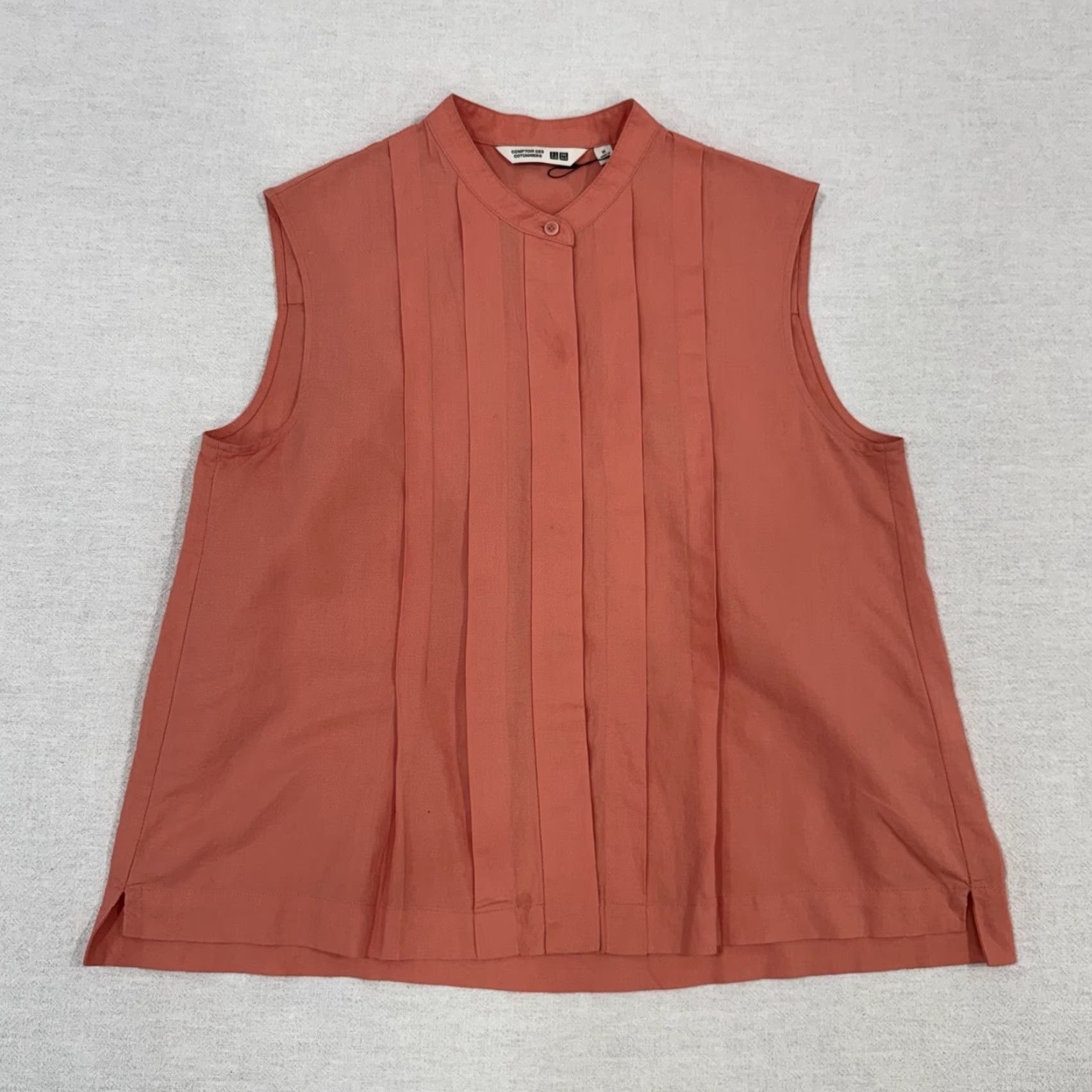 Uniqlo Uniqlo Blouse Shirt Womens Sleeveless Round Neck Button Relaxed Fit Peach Red Linen Cotton Viscose M Regular Size M / US 6-8 / IT 42-44 - 2 Thumbnail