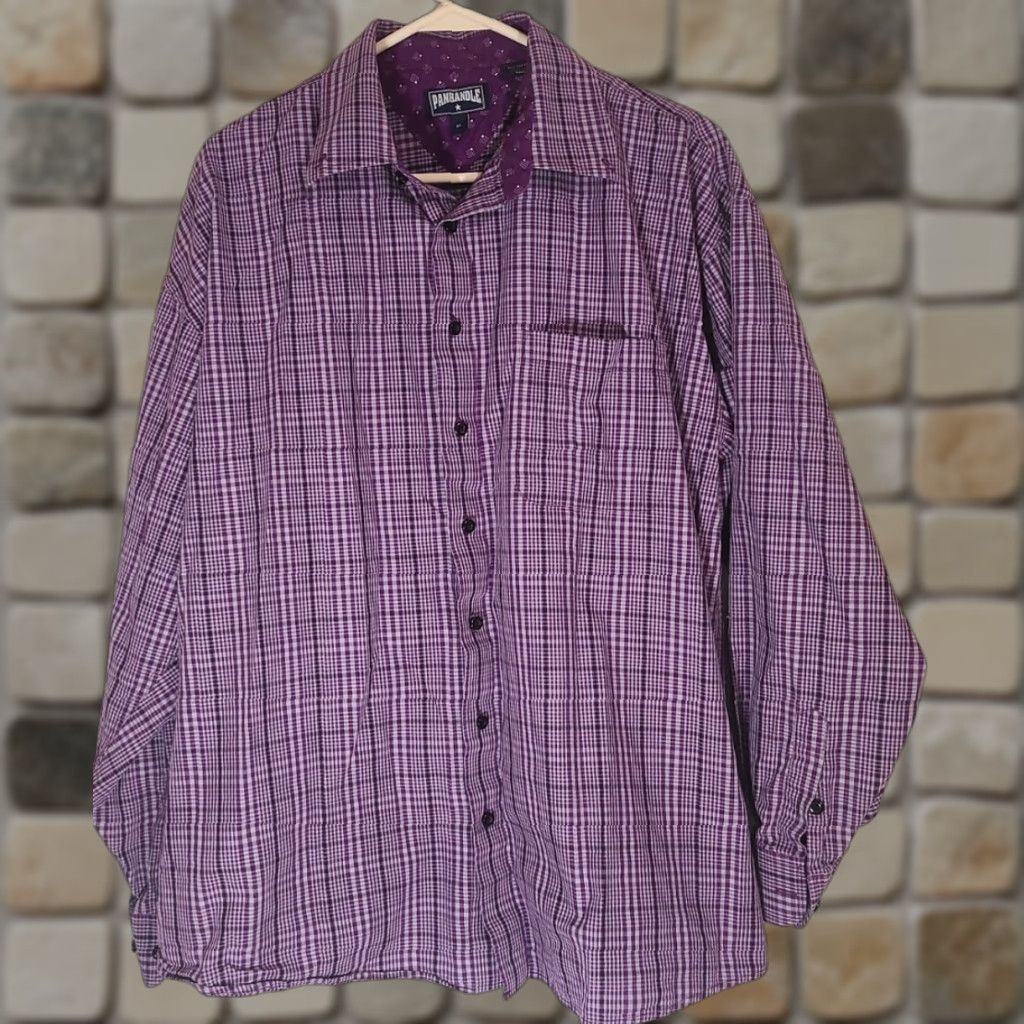 Vintage VINTAGE Panhandle Mens Purple Plaid Button Up XL Long Sleeve Cotton Cowboy Western Size US XL / EU 56 / 4 - 1 Thumbnail