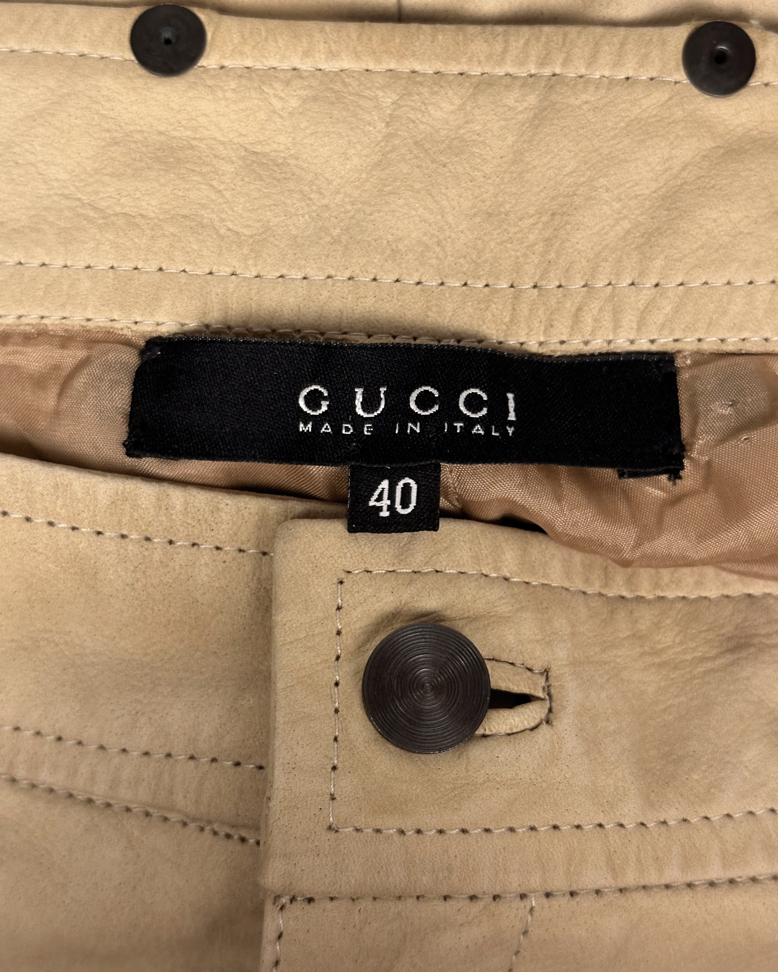 Gucci Gucci Tom Ford Cream Leather Flared Pants Size US 28 / EU 44 - 10 Thumbnail