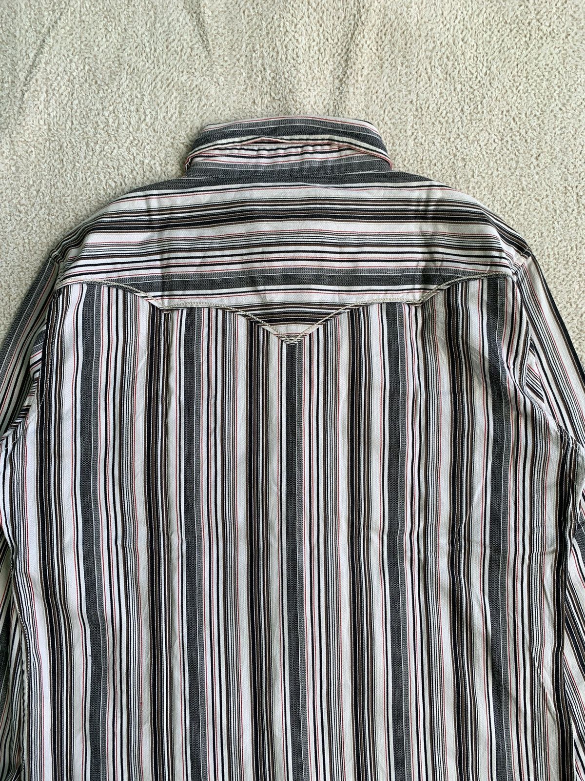 Issey Miyake × Japanese Brand × Yohji Yamamoto Crebar Garments Stripe Western Ziper Shirt Size US L / EU 52-54 / 3 - 4 Thumbnail