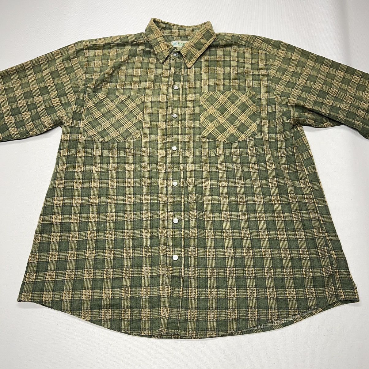 Haband × Vintage VTG Haband Flannel Shirt Green Plaid Button Up Pearl Snap Size US L / EU 52-54 / 3 - 2 Thumbnail