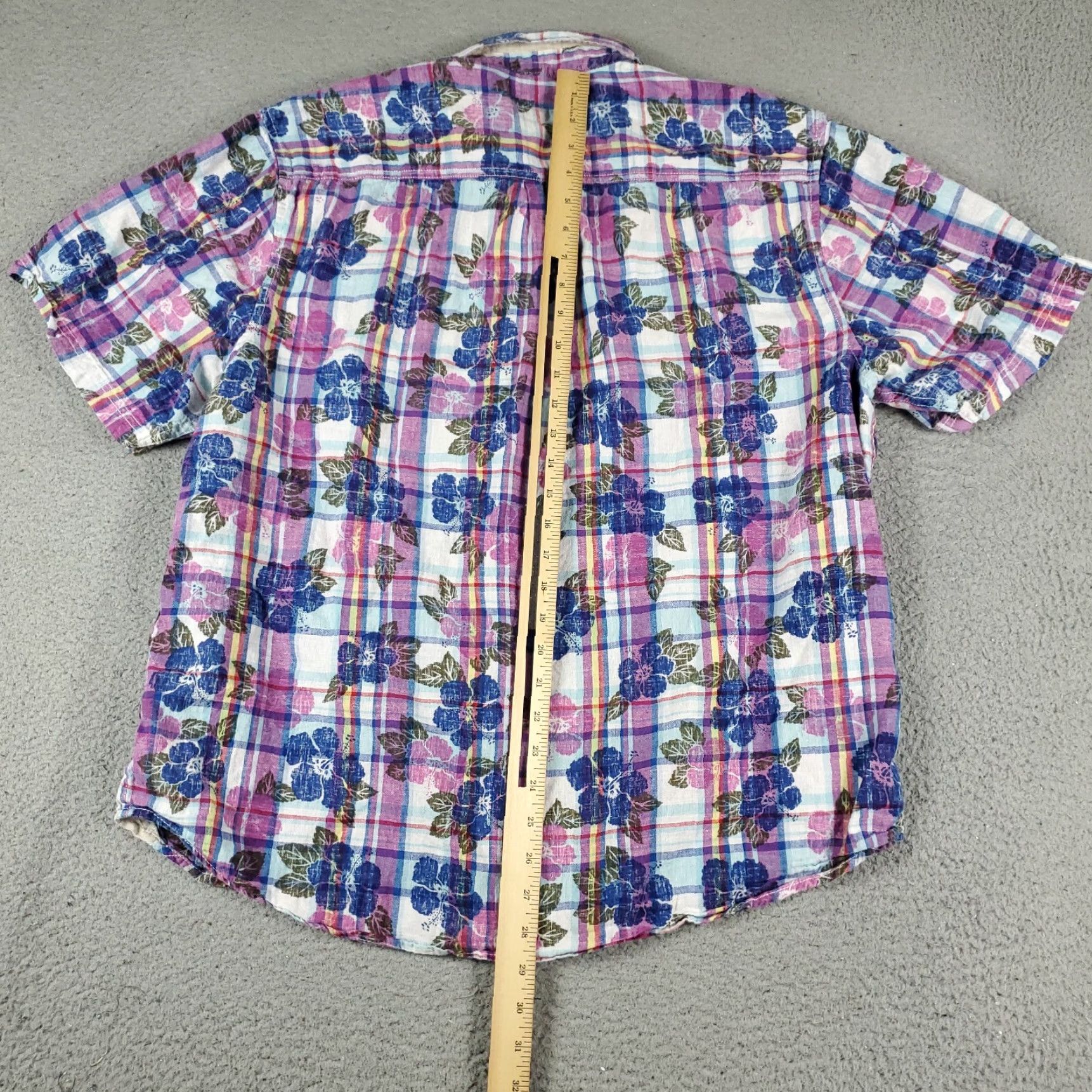 Tommy Bahama VINTAGE Tommy Bahama Shirt Mens XL Blue Purple Plaid Linen Cotton Button Up Short Sleeve Size US XL / EU 56 / 4 - 3 Thumbnail