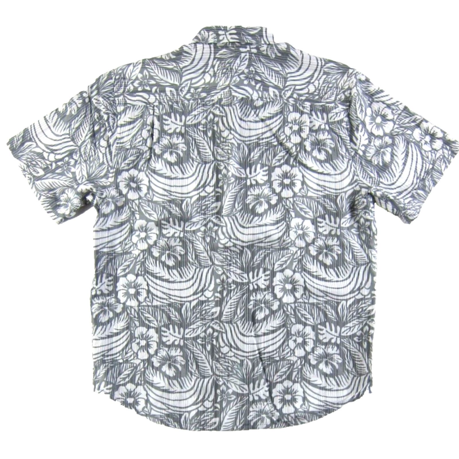 Tommy Bahama Tommy Bahama Coconut Point Floral Grey White Short Sleeve Hawaiian Shirt Men M Size US M / EU 48-50 / 2 - 2 Thumbnail