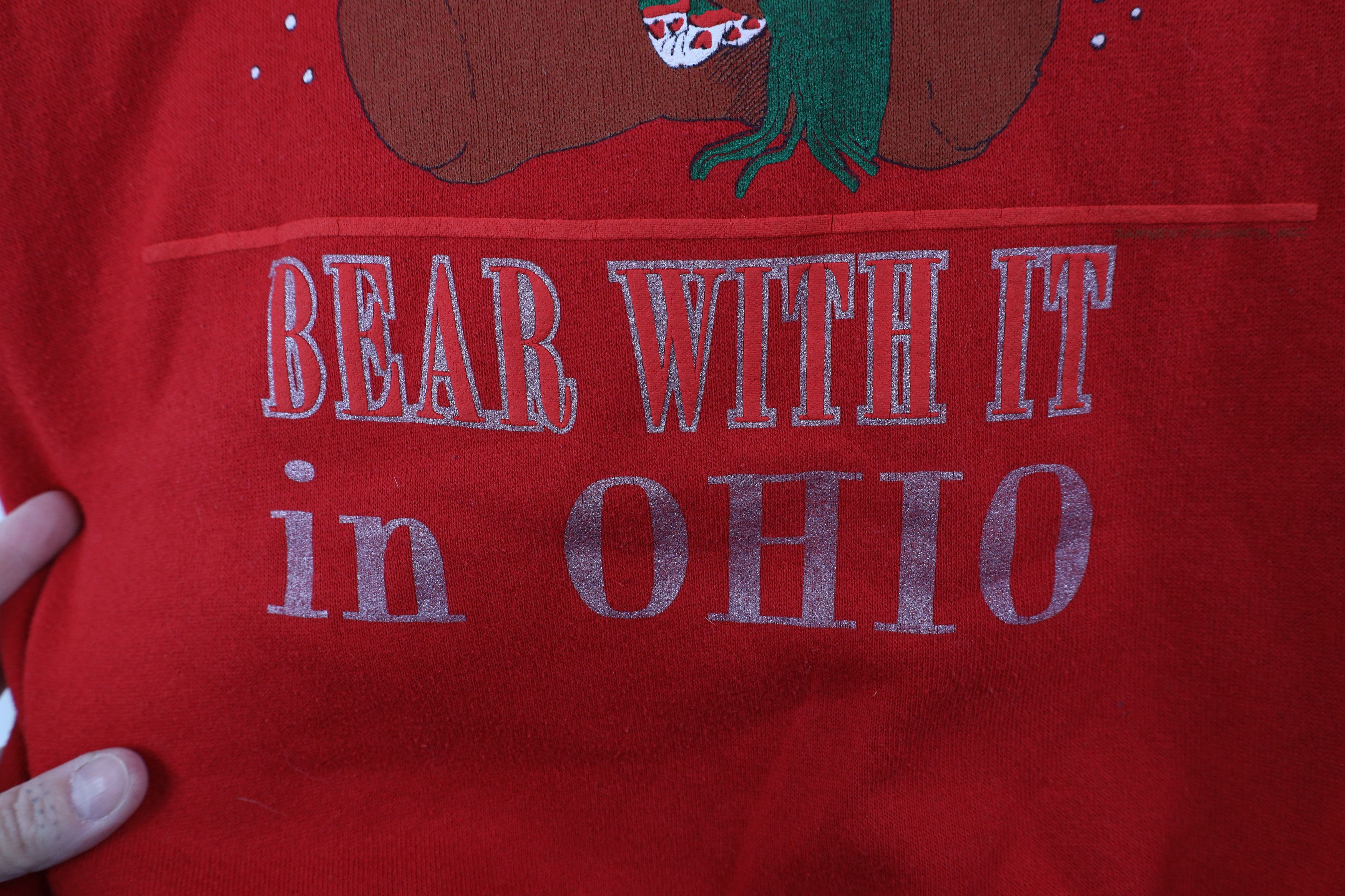 Vintage Vintage 90s Streetwear Christmas Ohio Sweatshirt Red USA Size L / US 10 / IT 46 - 5 Thumbnail
