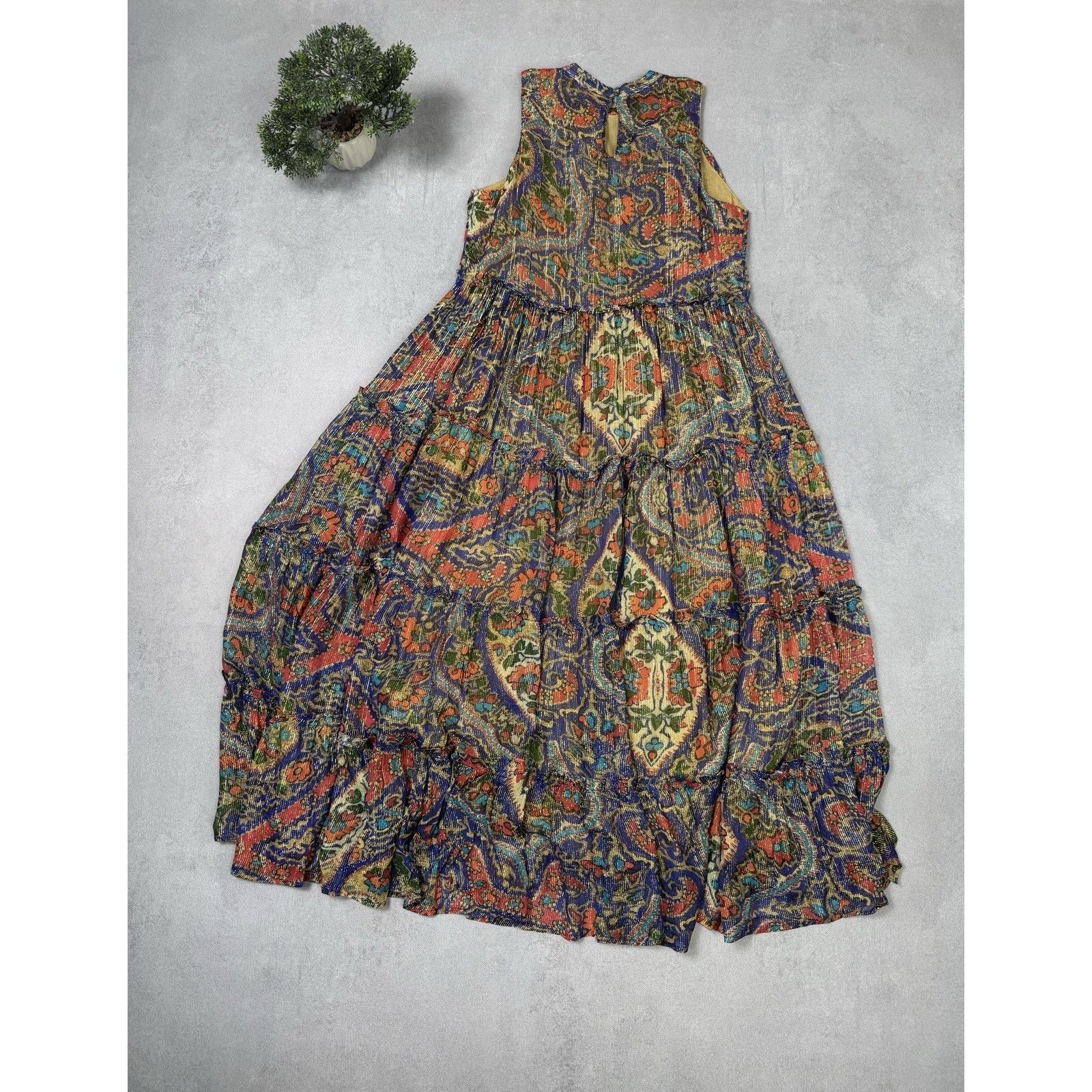 Oliphant OLIPHANT RUFFLE TIERED MAXI PERSIAN COBALT SIZE L DRESS Size L / US 10 / IT 46 - 13 Thumbnail