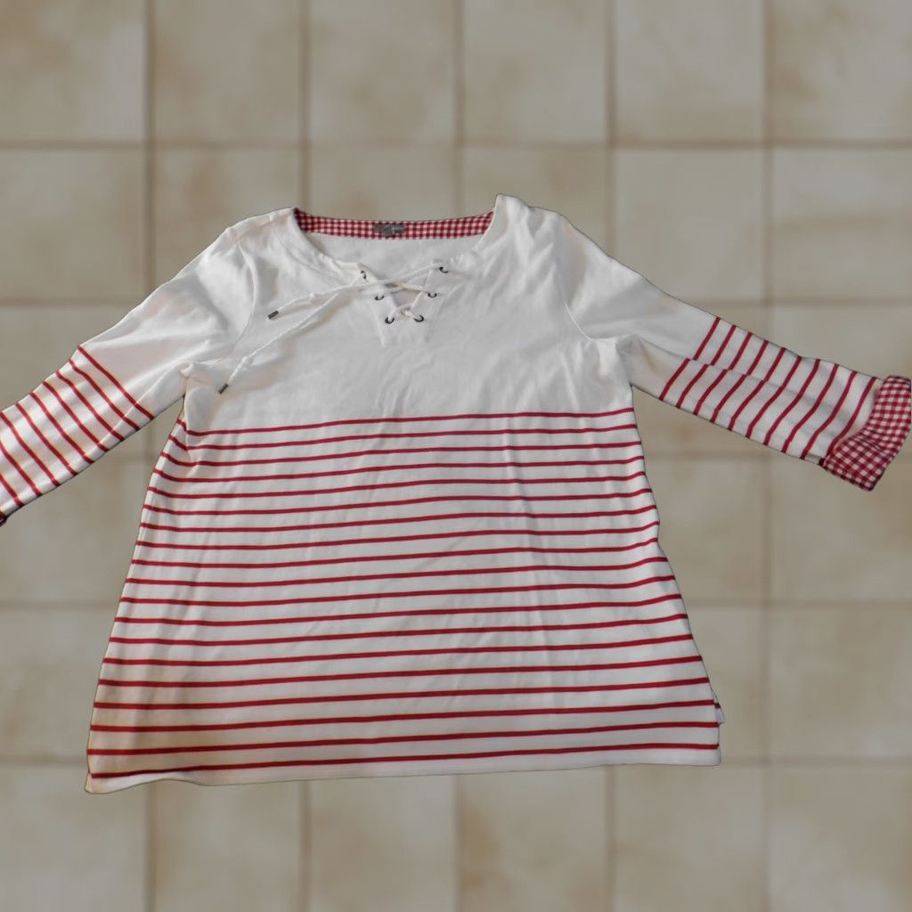 Talbots Talbots Womens Sweater L Red Plaid Knit Crew Neck Pullover Casual Regular Cotton Button Open Vintage: No Size L / US 10 / IT 46 - 1 Thumbnail