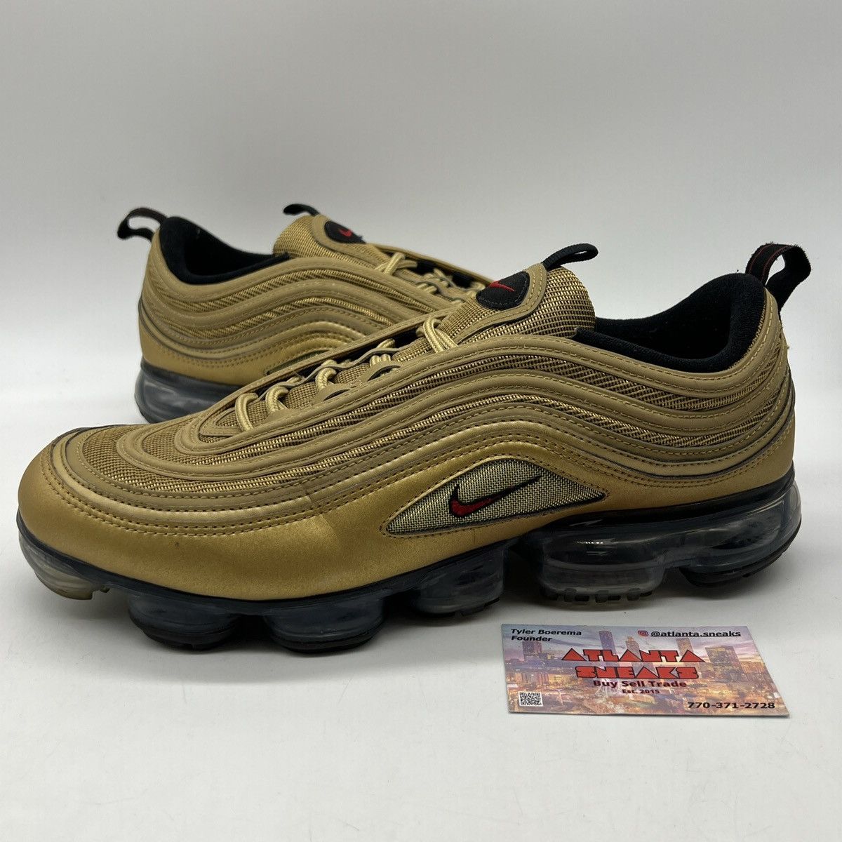 image of Nike Air Vapormax 97 Metallic Gold Shoes, Men's (Size 12)